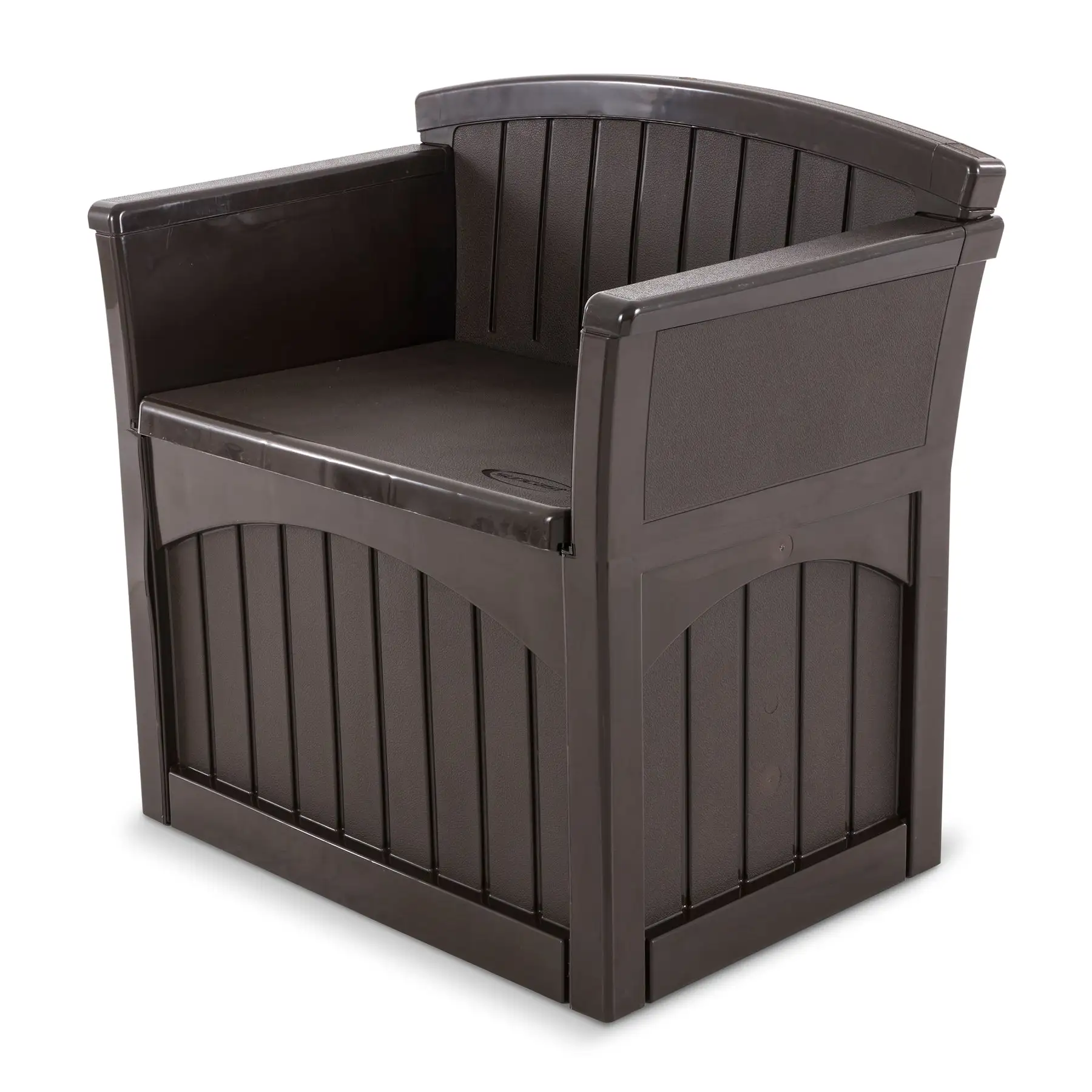 Suncast 31 Gallon Patio Seat Outdoor Storage and Bench Chair, Java>PB2600J