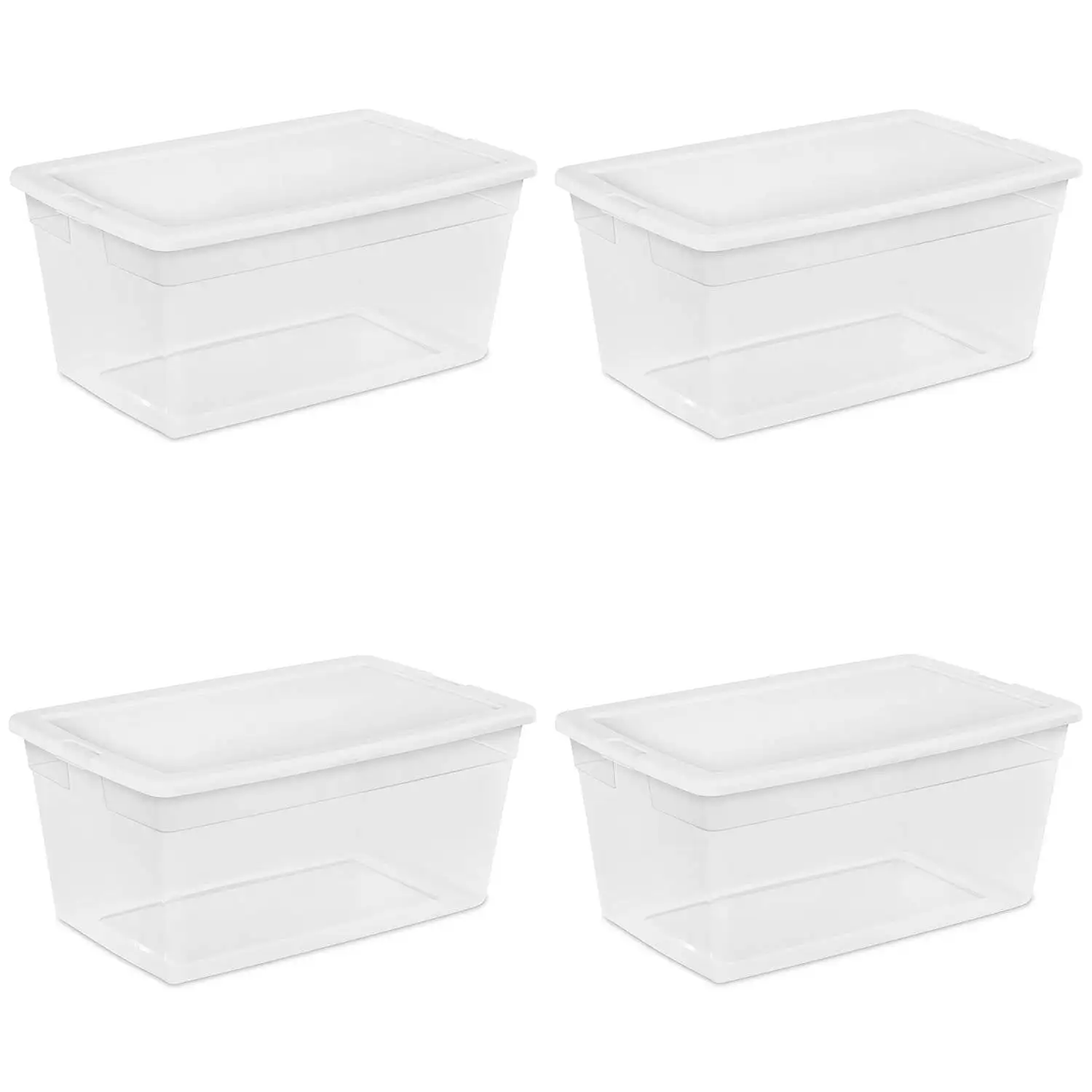 Sterilite 90 Qt Storage Box, Stackable Bin with Lid, Plastic Container, 4 Pack