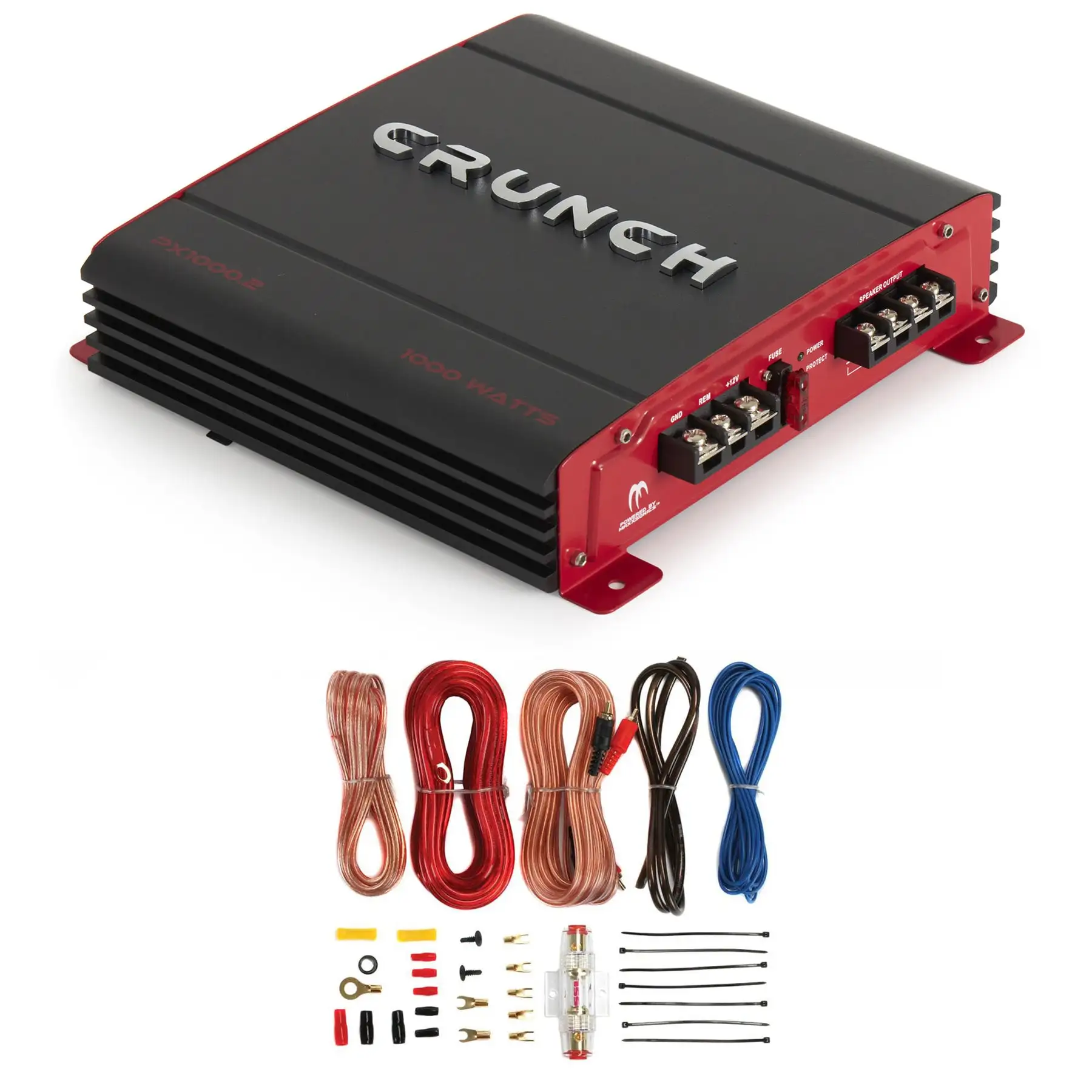 Crunch PX-1000.2 1000W Car Stereo Amp & Soundstorm AKS8 8 Gauge Amp Wiring Kit