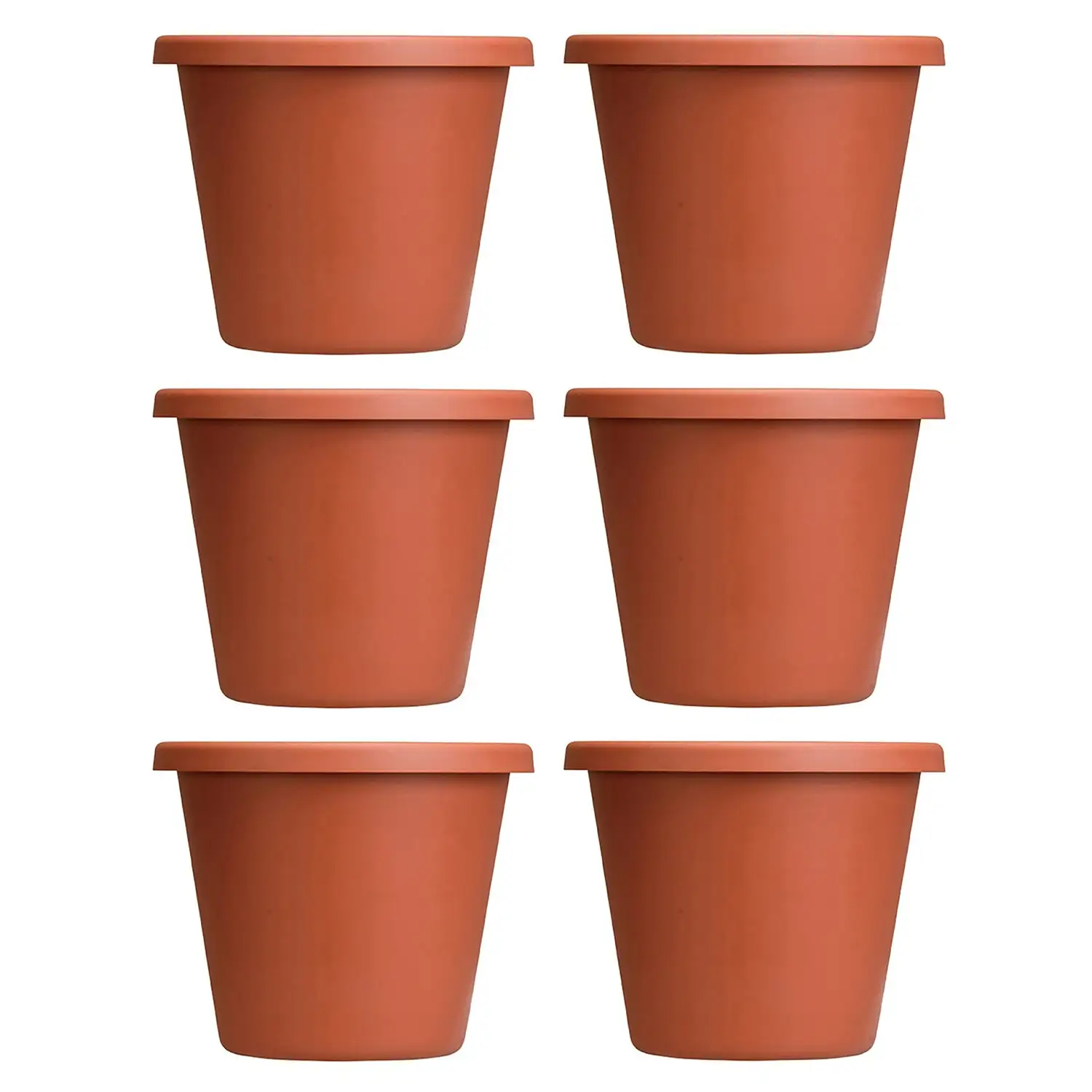 HC Companies LIA24000E35 24-Inch Indoor Plastic Round Classic Pot, Clay (6 Pack)