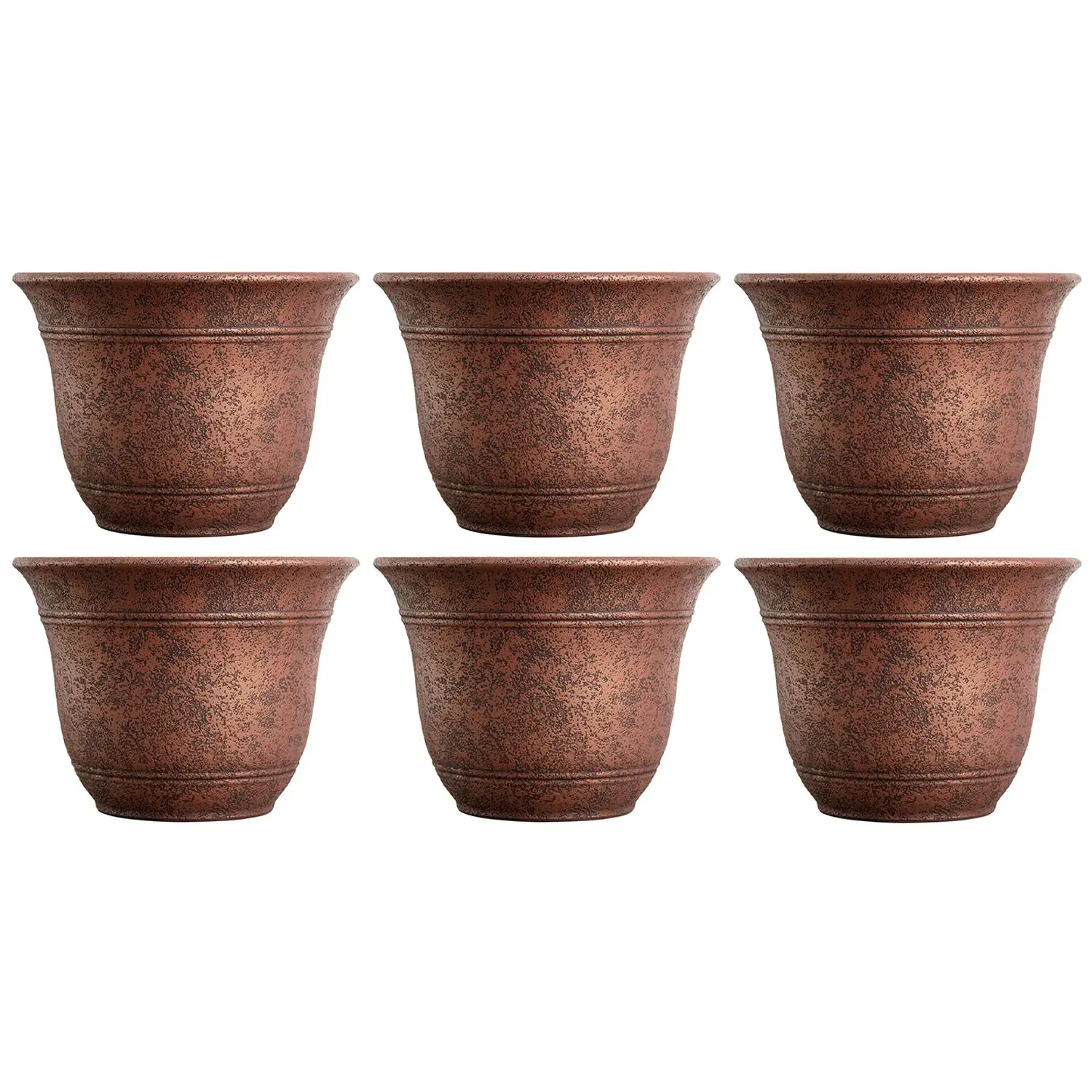 Listo SRA13001P05 13-Inch Round Plastic Sierra Planter, Rustic Redstone (6 Pack)