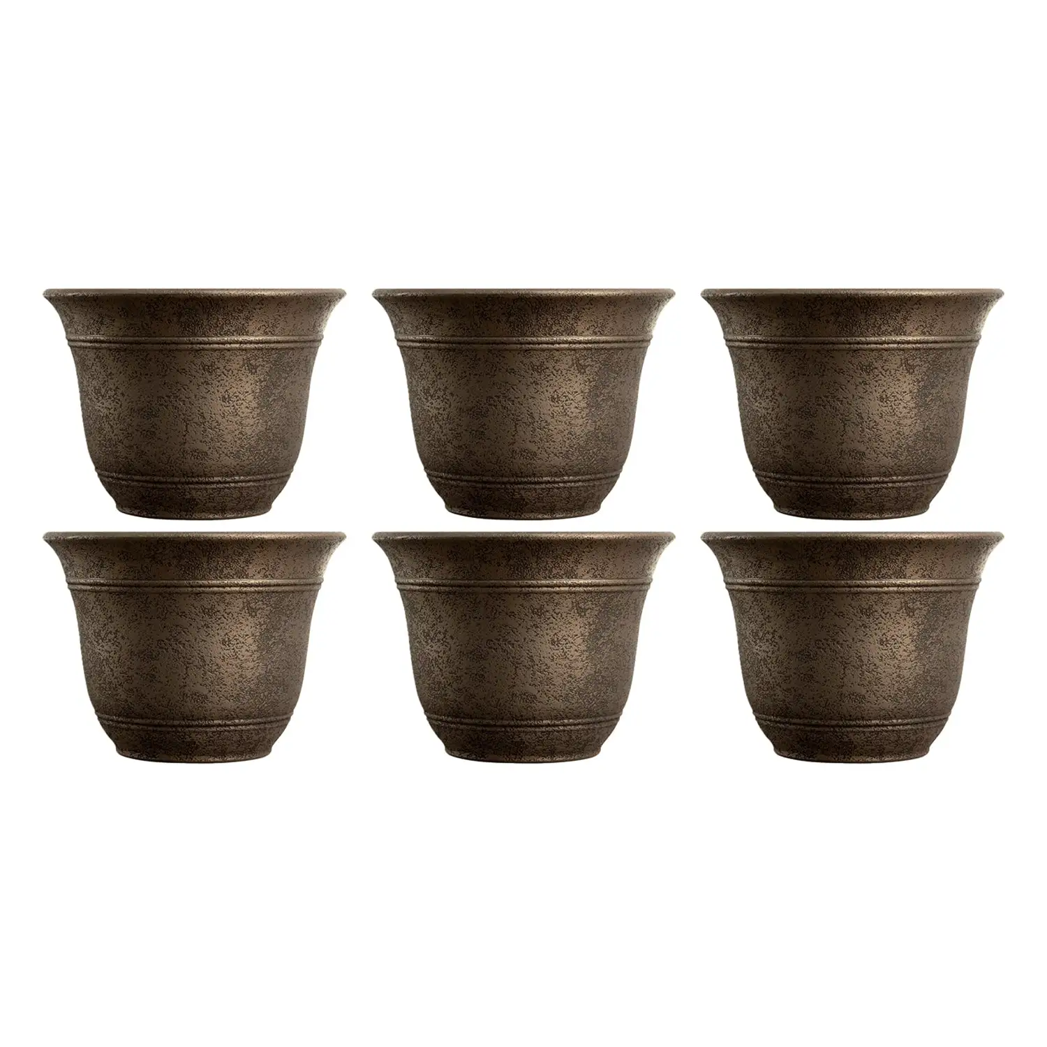 HC Companies 13" Wide Sierra Planter Round Plastic Planter, Nordic Bronze (6 Pk)