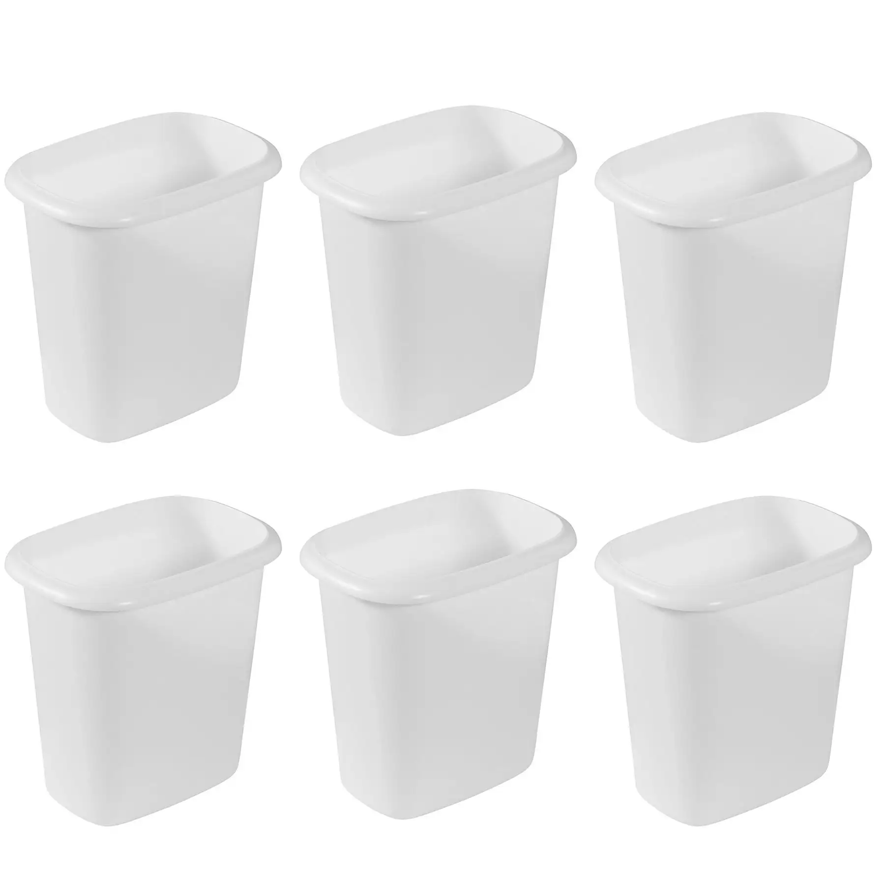 Rubbermaid 6 Quart Bedroom, Bathroom, and Office Wastebasket Trash Can (6 Pack)