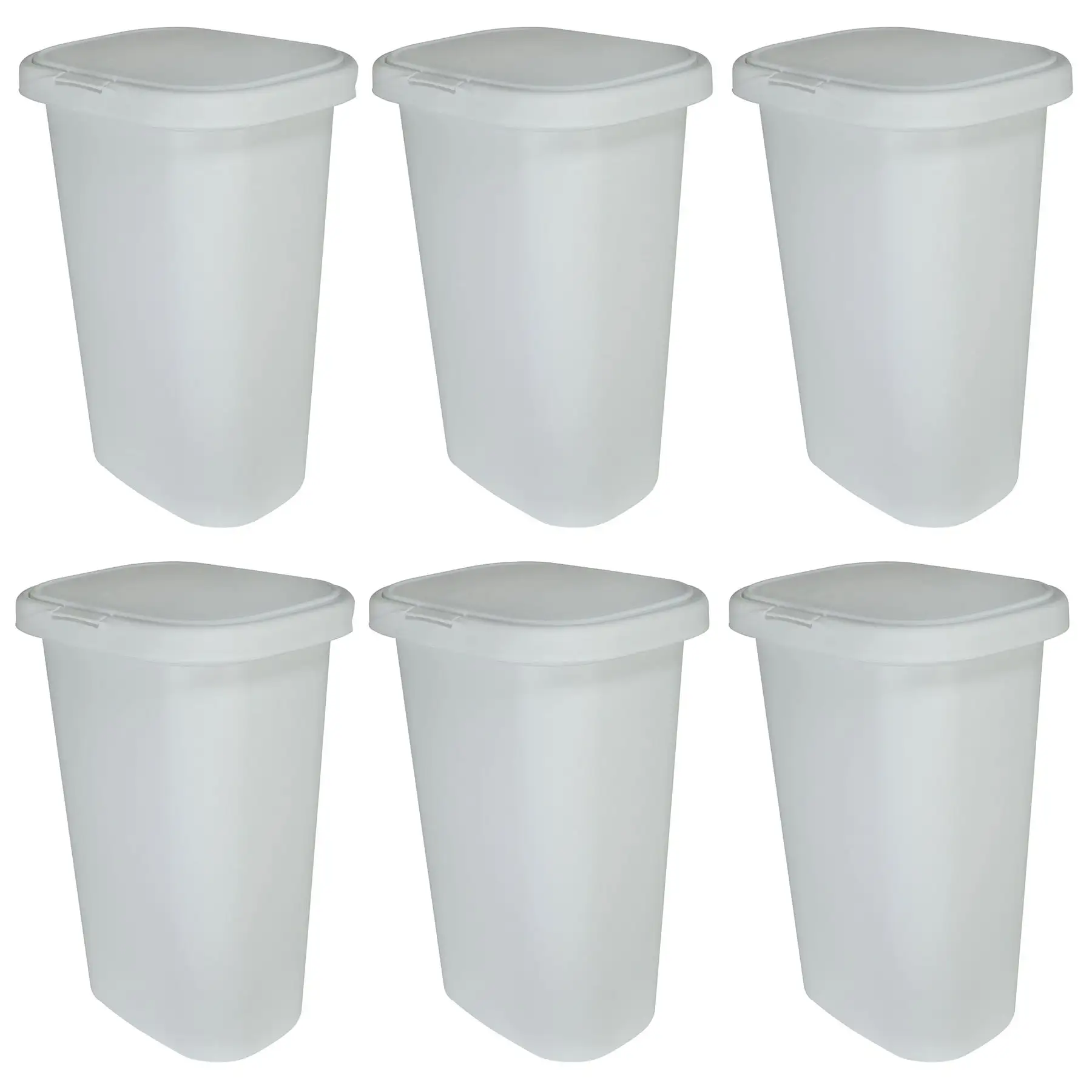 Rubbermaid 13 Gallon Rectangular Spring-Top Lid Wastebasket Trash Can (6 Pack)