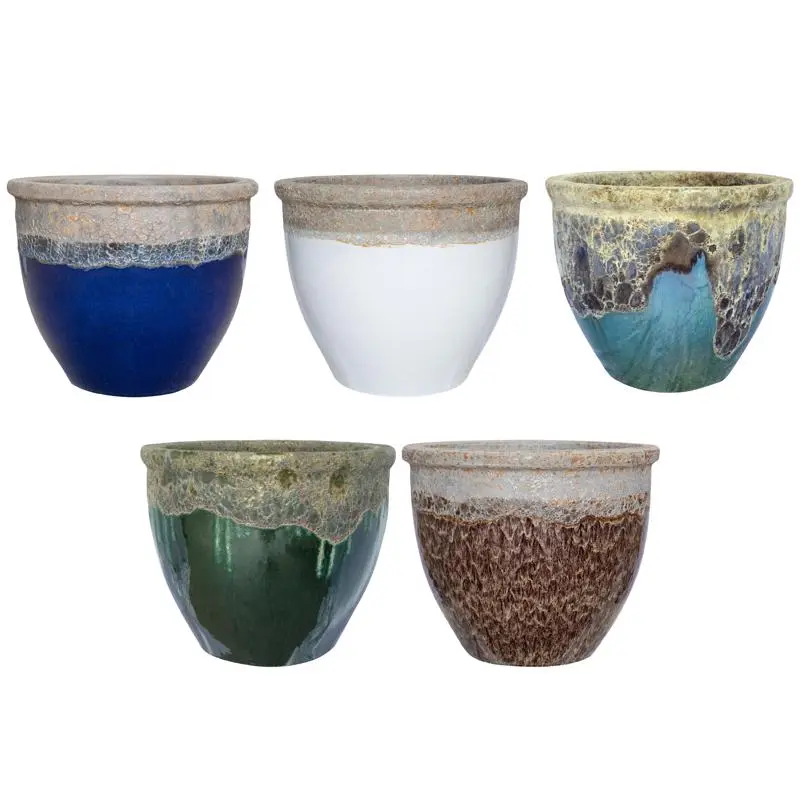 Michael Carr Designs 2558CVOLLBLU Pottery Planter