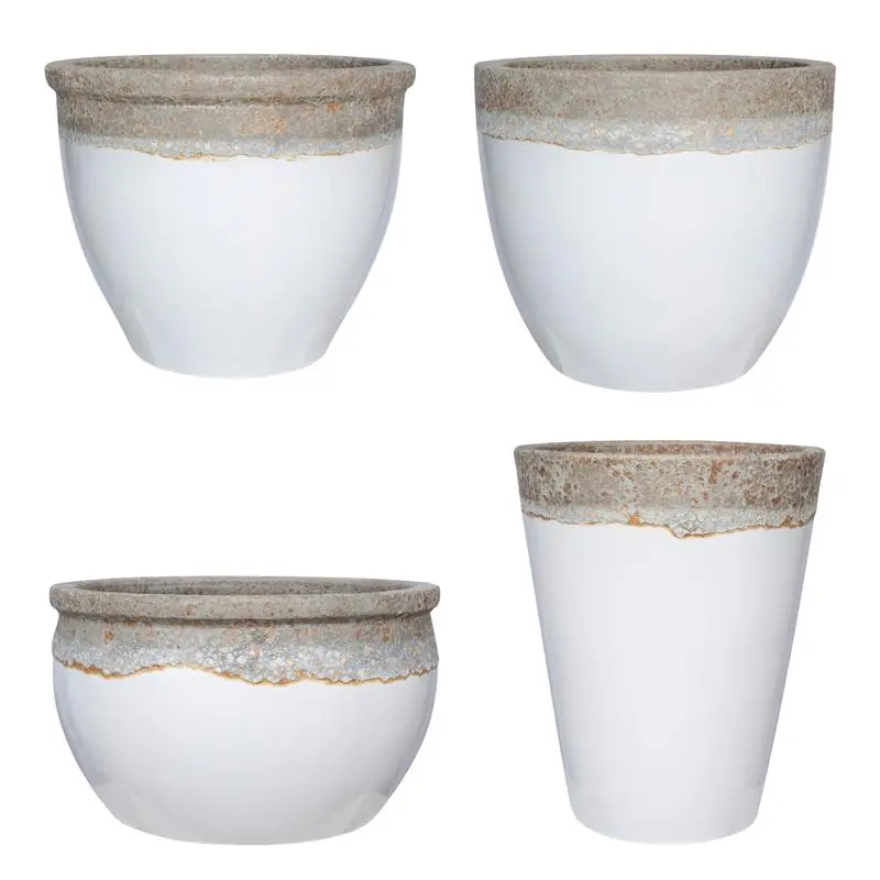 Michael Carr Designs 1308BVOLWHIT Pottery Ceramic Planter