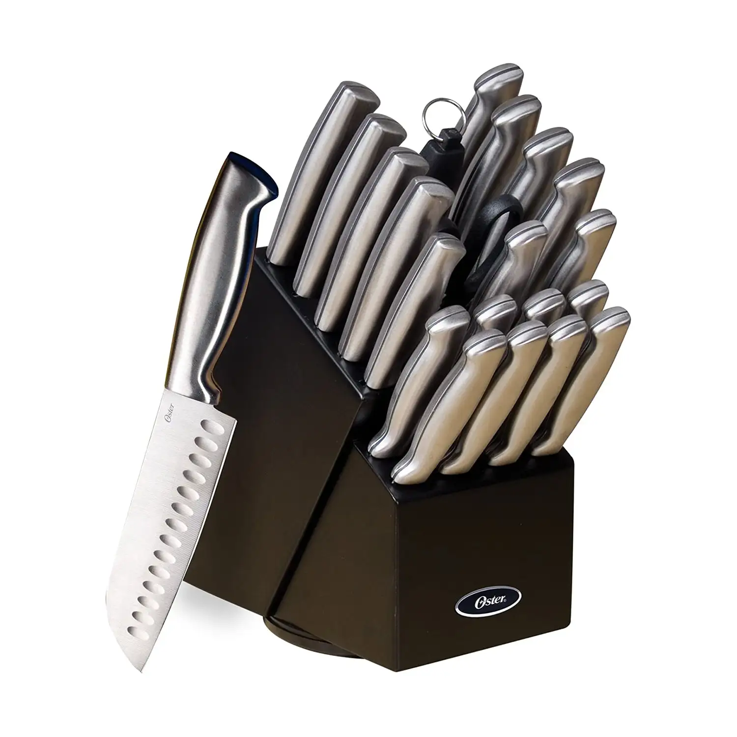 Oster Baldwyn 22 Piece Stainless Steel Kitchen Knife Cutlery Set, Brushed Satin