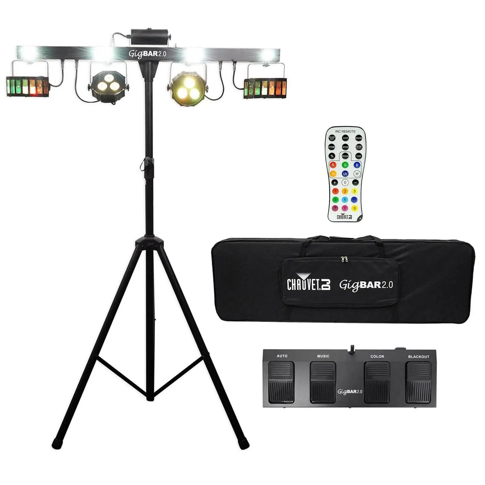 CHAUVET DJ 4-in-1 LED GigBAR 2.0 Light FX System w/ Tripod+Remote+Footswitch+Bag