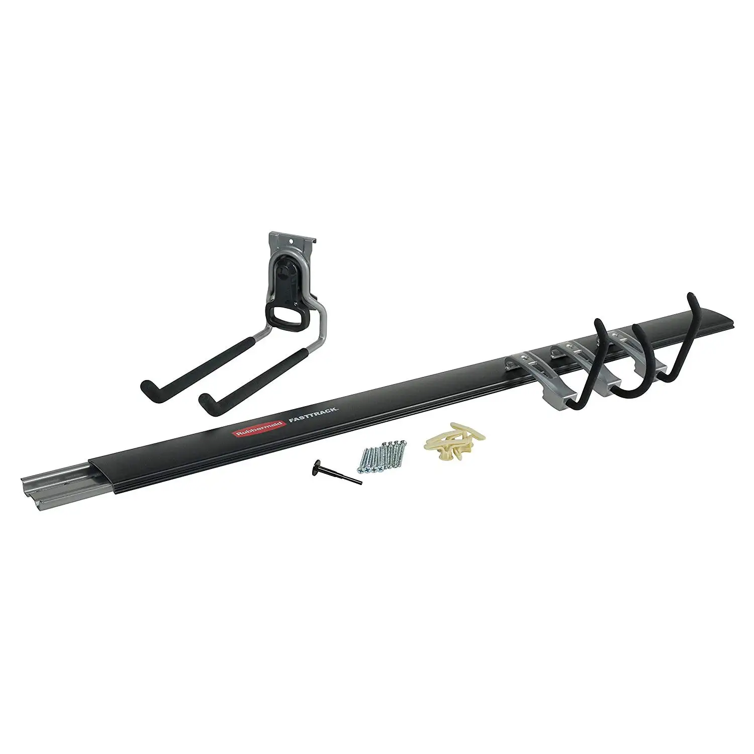 Rubbermaid FastTrack Garage Storage System 5 Piece All in One Rail and Hook Kit