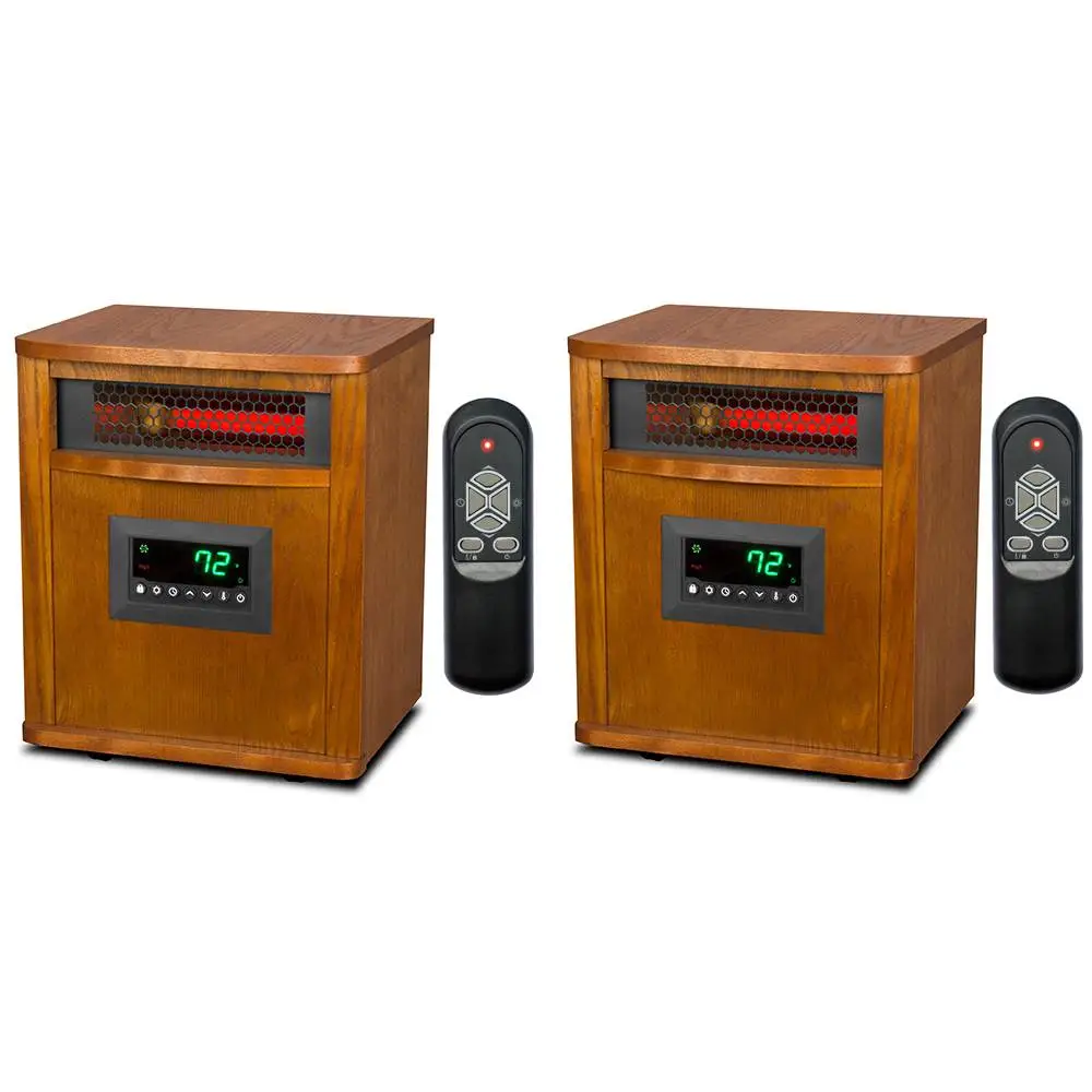 Lifesmart 6 Element 1500W Electric Infrared Quartz Indoor Space Heater, (2 Pack)