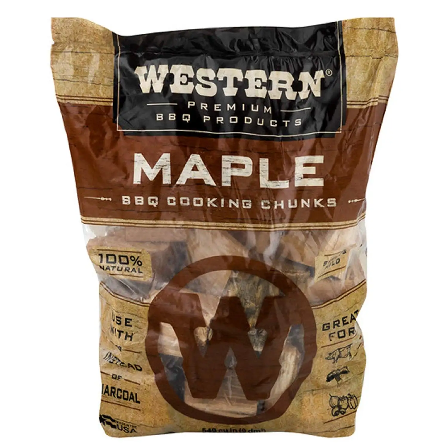 Western BBQ Maple Barbecue Flavor Wood Cooking Chunks for Grilling and Smoking