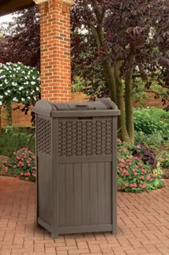 Suncast GHW1732 Resin Wicker Trash Receptacle