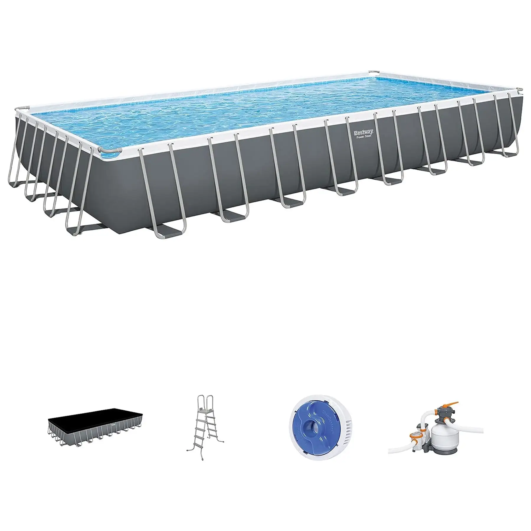 Bestway Power Steel 31'4" x 16' x 52" Rectangular Above Ground Swimming Pool Set