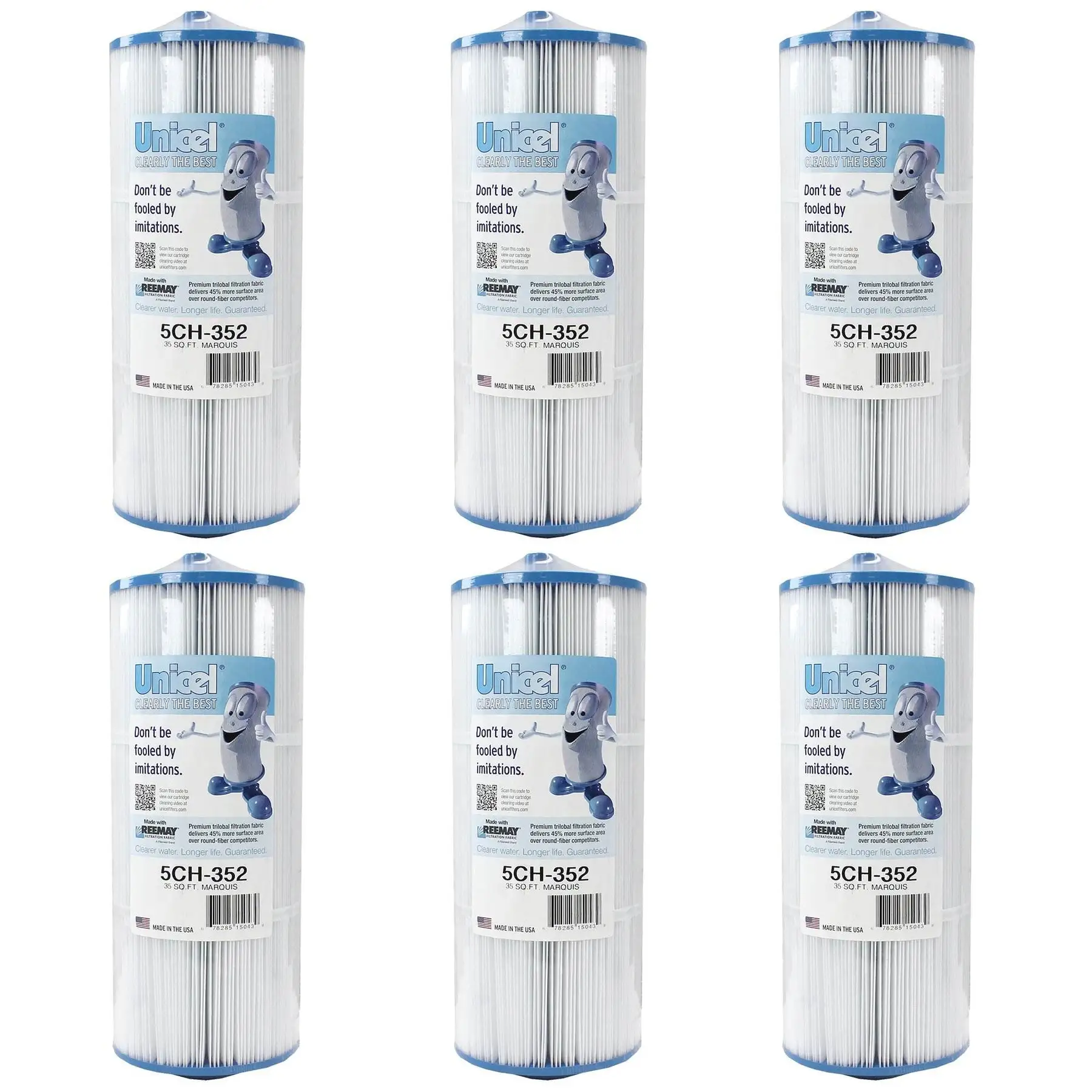 Unicel 5CH-352 Replacement 35 SqFt Filter Cartridge for Spa, 151 Pleats (6 Pack)