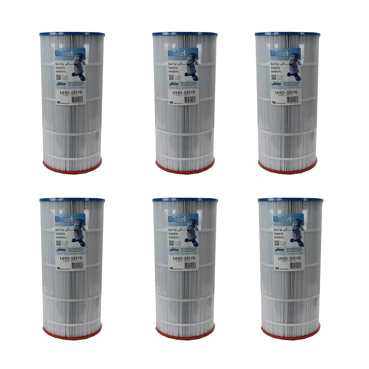Unicel UHD-SR70 72 Sq Ft 4 Oz Media Pool Filter Cartridge, 195 Pleats (6 Pack)