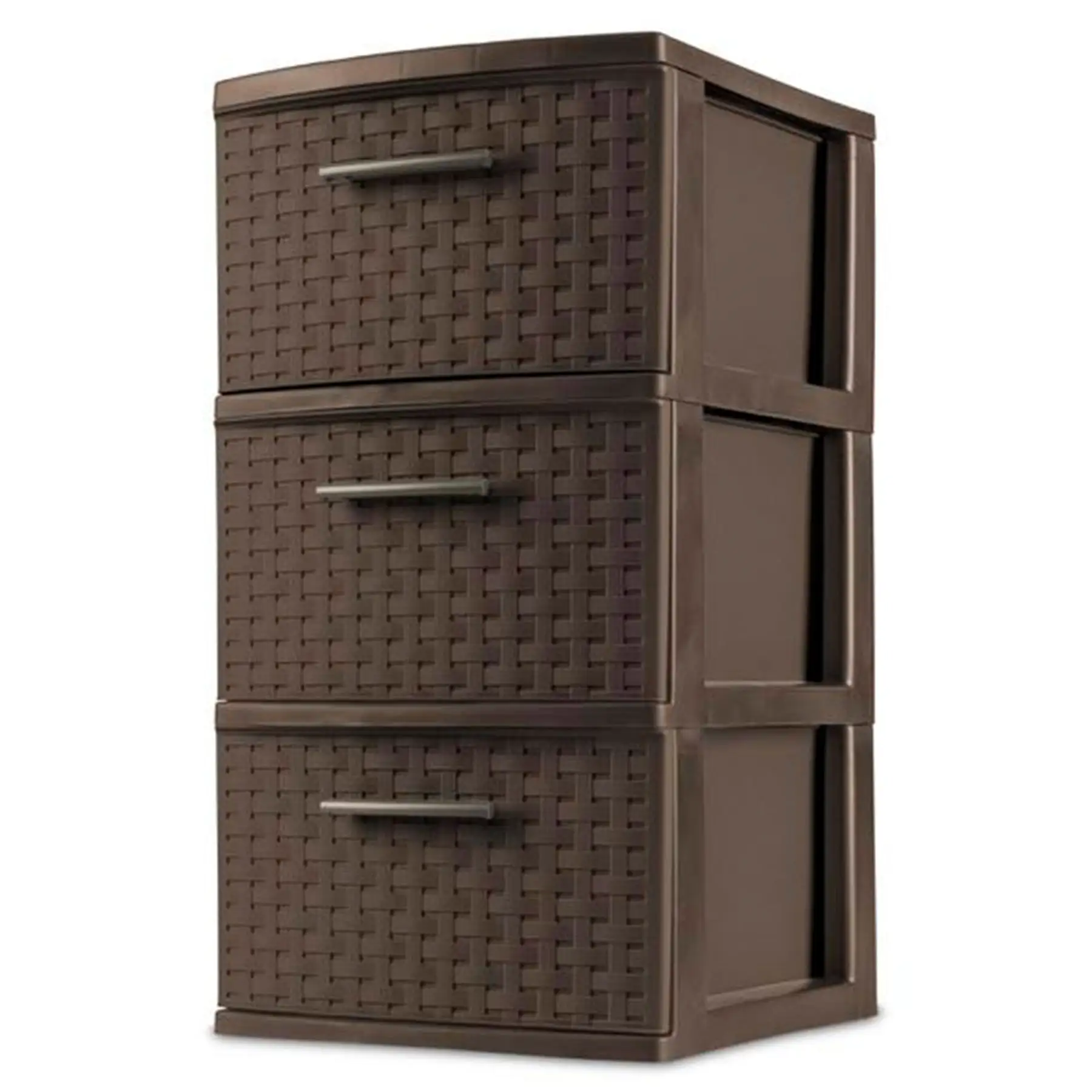 Sterilite 3 Drawer Decorative Plastic Weave Storage Tower, 2-Pack, Espresso