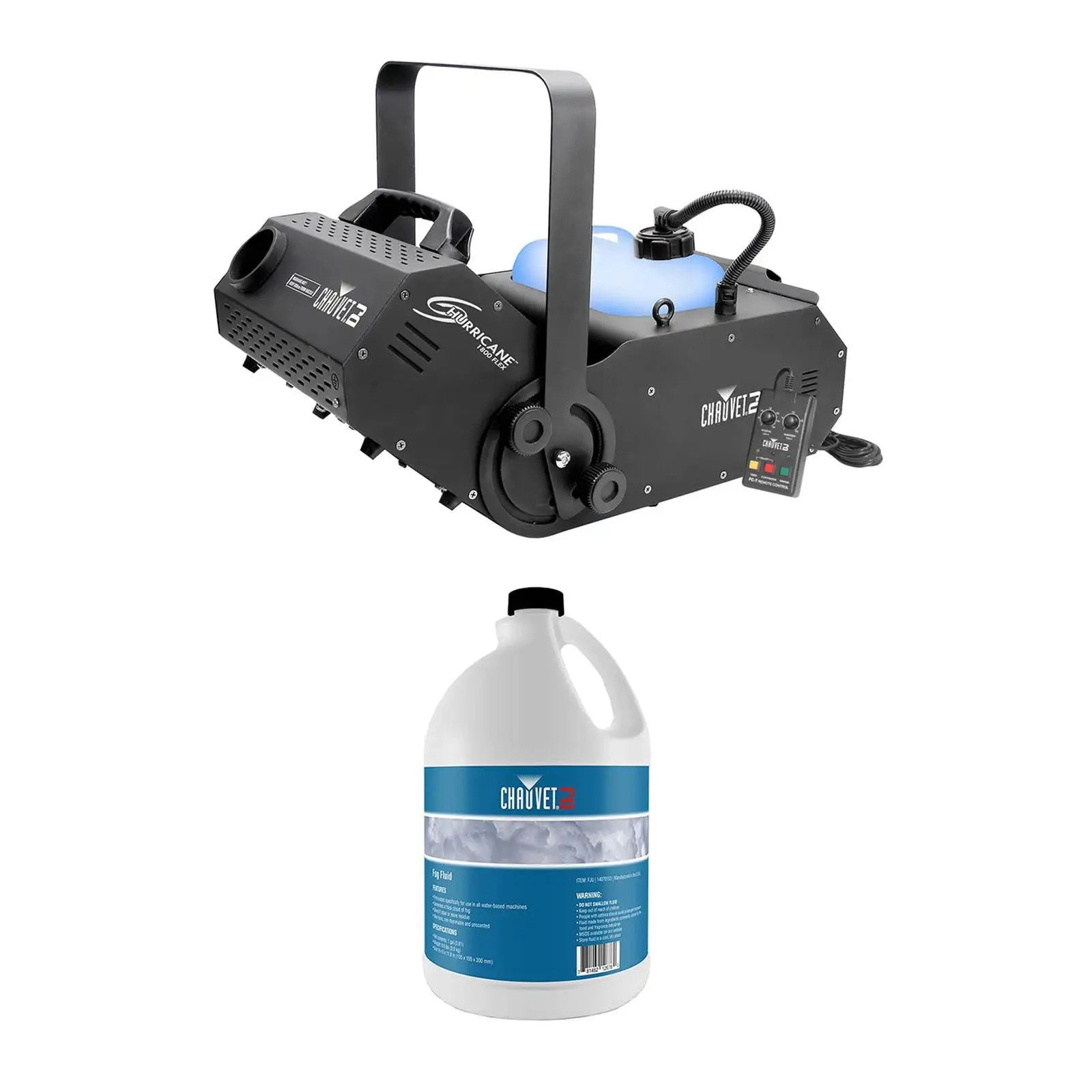 Chauvet H1800FLEX Hurricane Fog/Smoke Pro Machine + Fog Juice Fluid (1 Gallon)