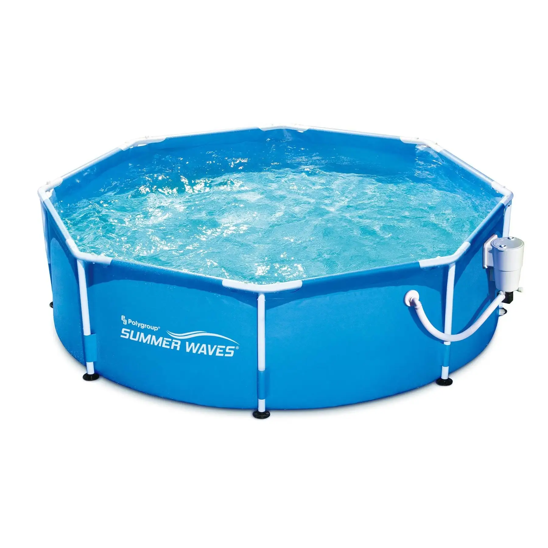 Summer Waves 8ft x 30in Outdoor Round Frame Above Ground Swimming Pool with Pump