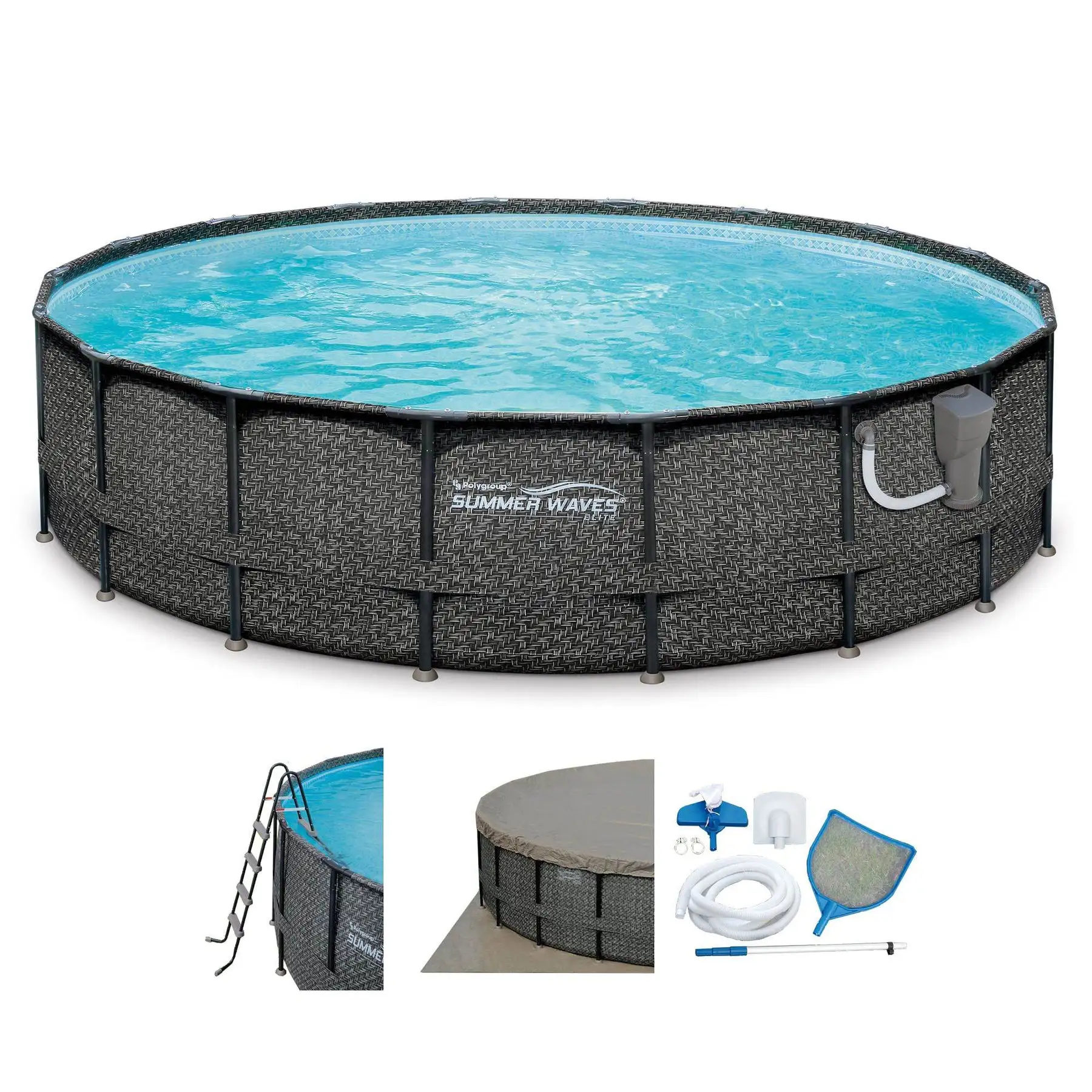 Summer Waves Elite 20ft x 48in Above Ground Frame Swimming Pool Set with Pump