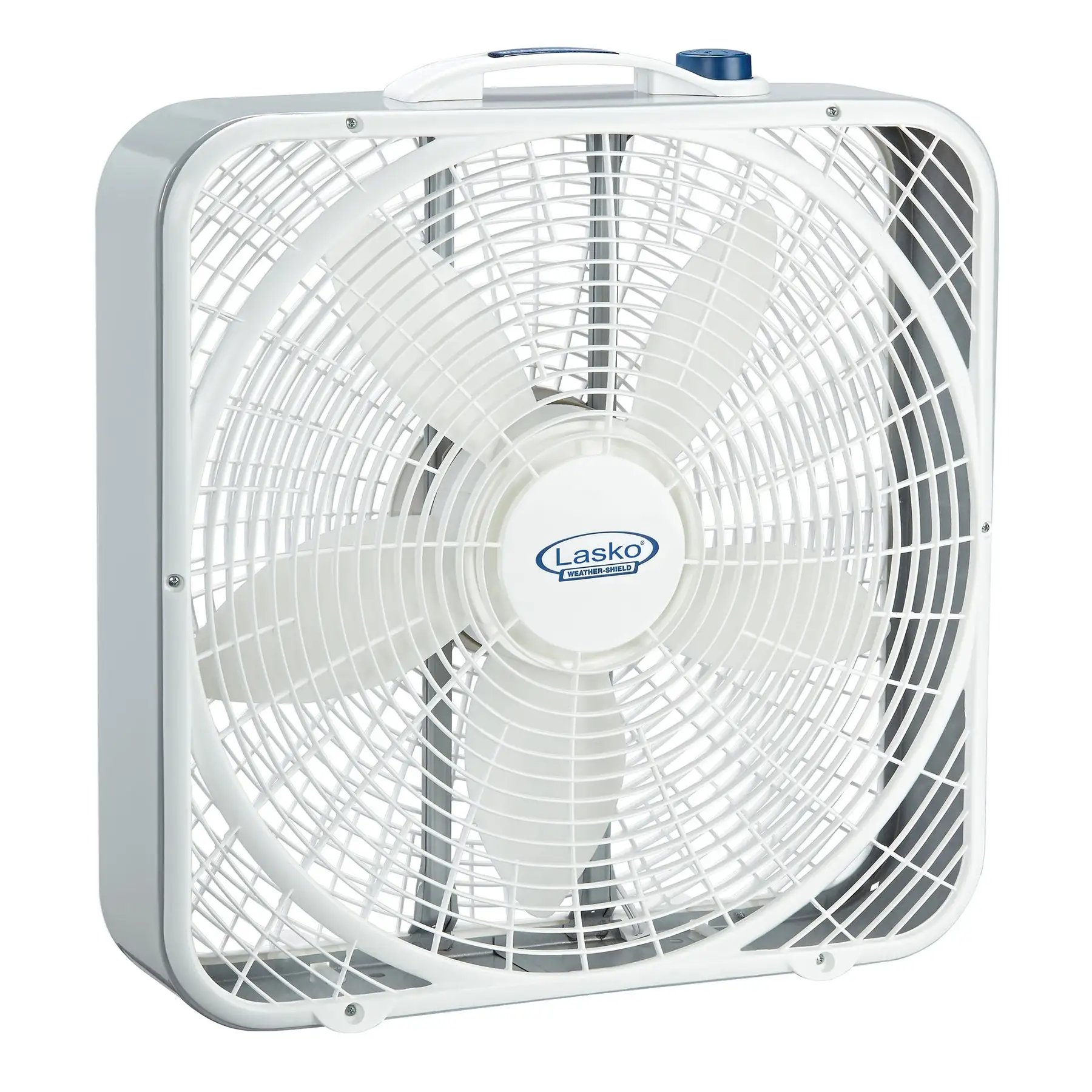 Lasko 20" 3-Speed Weather Shield Performance Box Fan w/ Easy Carry Handle, White