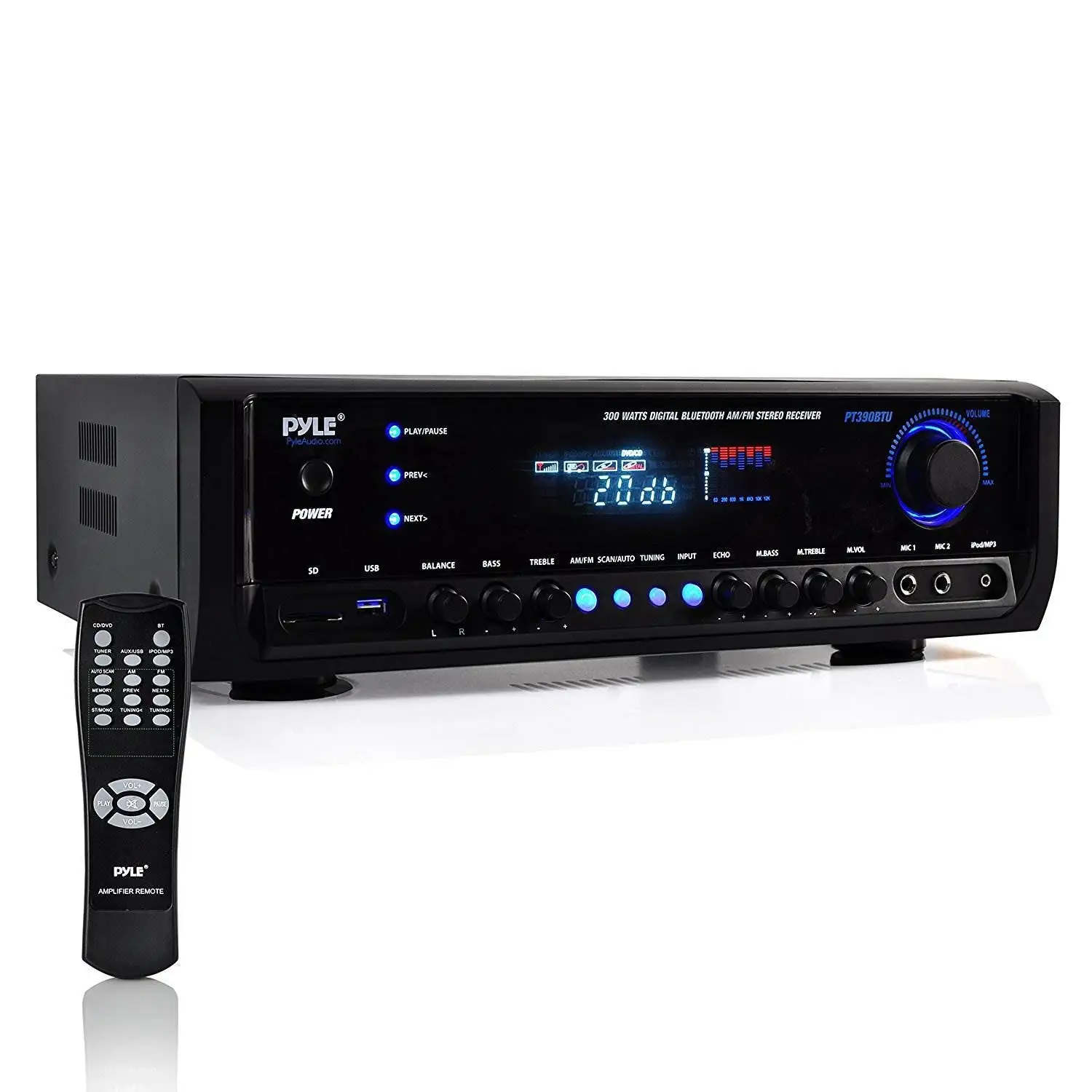 Pyle PT390BTU Digital Home Theater Bluetooth 4 Channel Radio Aux Stereo Receiver