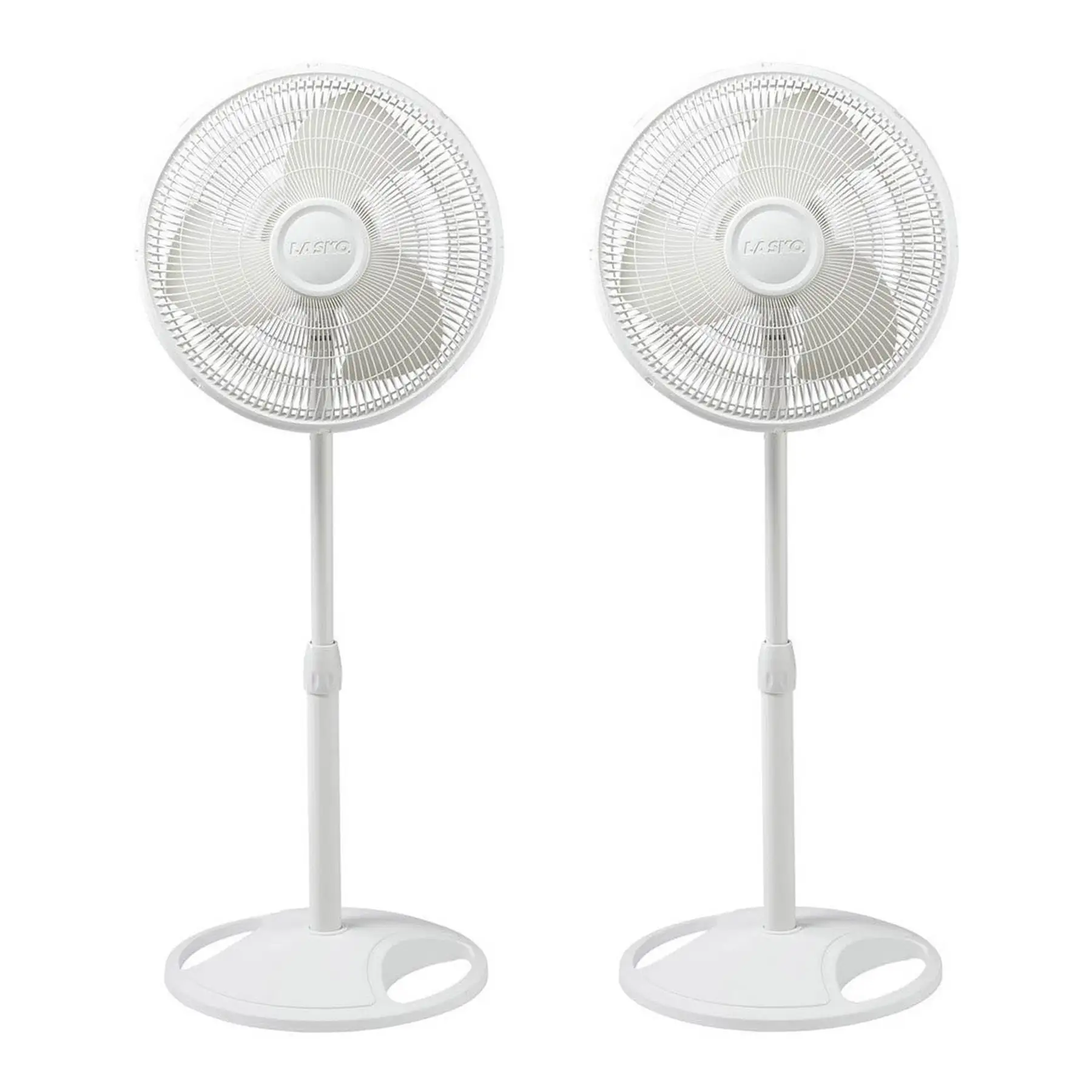 Lasko 16 Inch Oscillating Adjustable Tilting Pedestal Stand Fan, White (2 Pack)