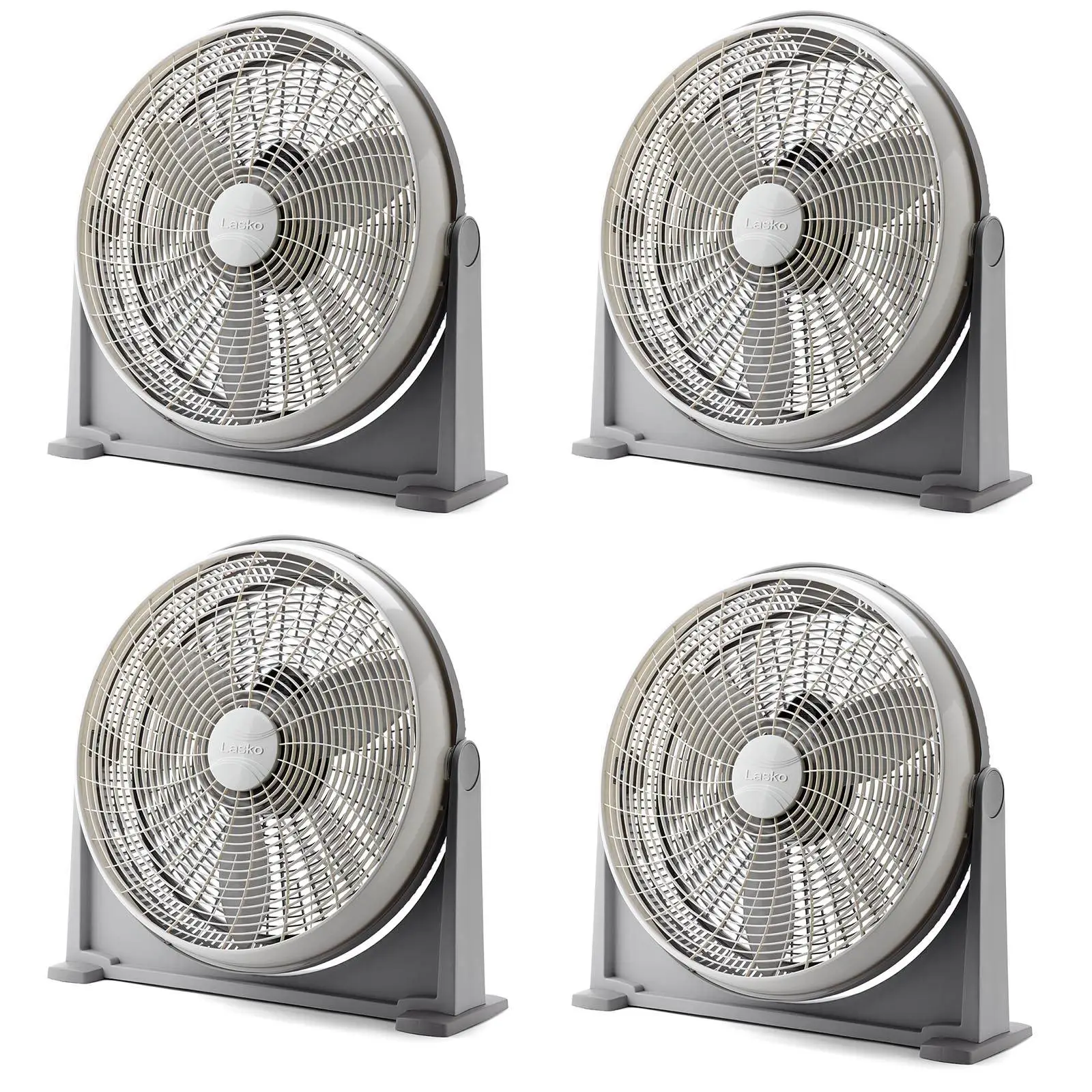 Lasko 20 Inch 3 Speed Cooling Air Circulator Portable Floor Fan, Gray (4 Pack)