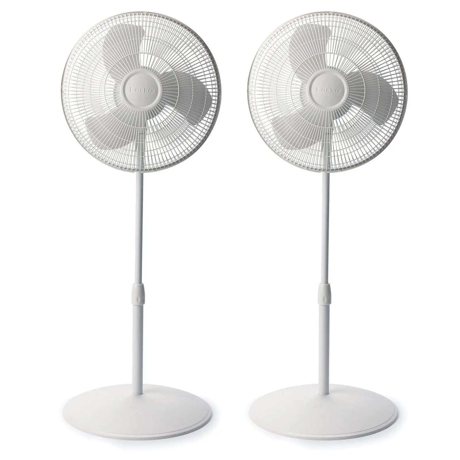 Lasko 16 Inch 3 Speed Oscillating Adjustable Stand Pedestal Floor Fan (2 Pack)