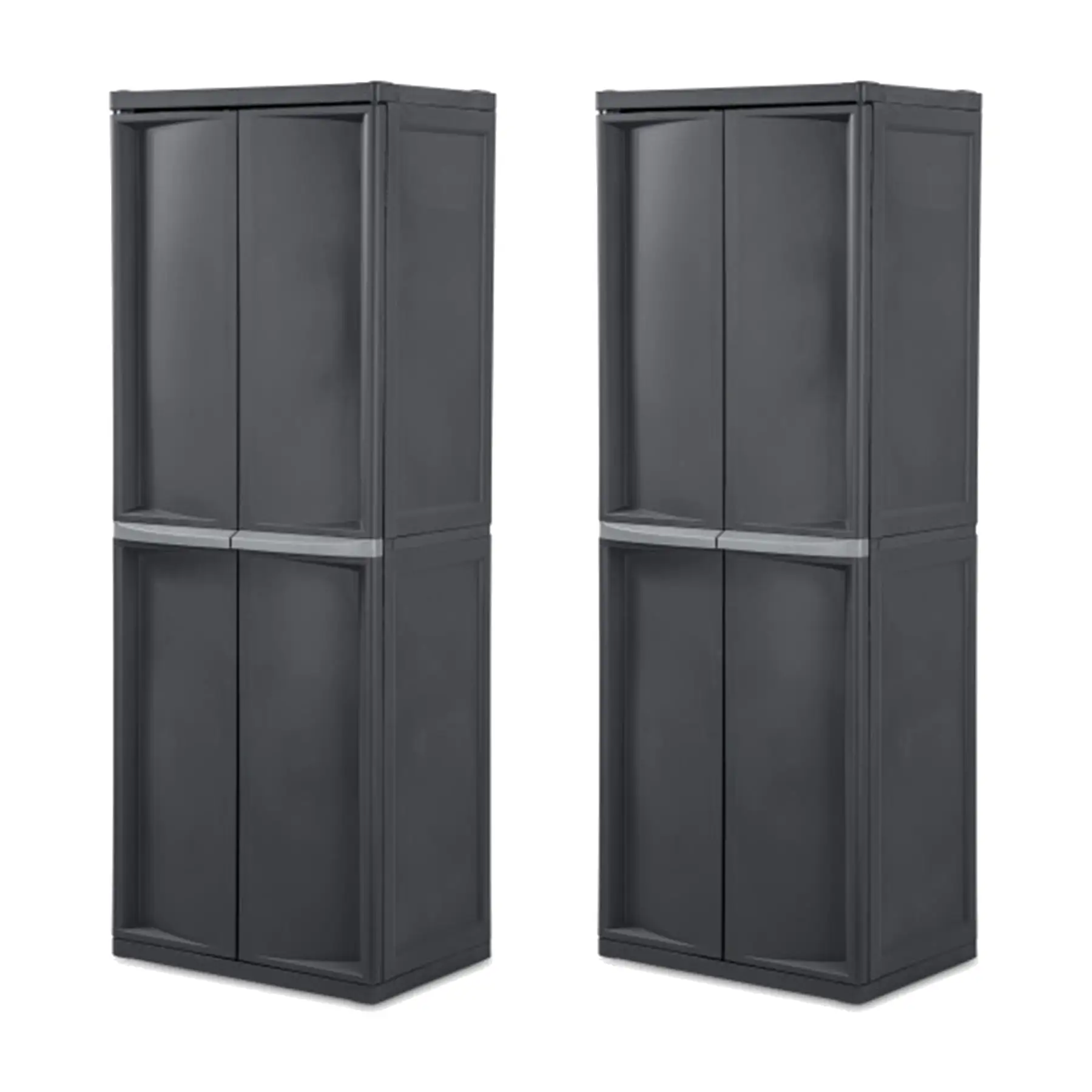 Sterilite Adjustable 4-Shelf Gray Garage Storage Cabinet With Doors, 2 Pack