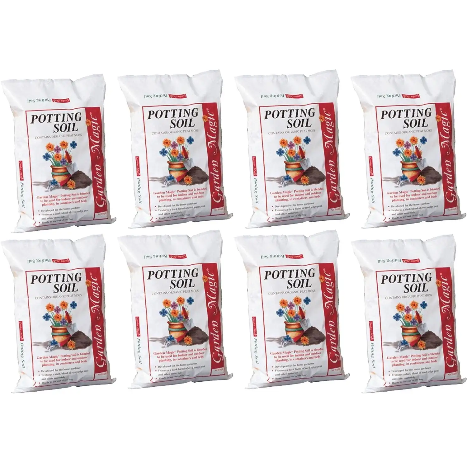 Michigan Peat 5720 Garden Magic Potting Soil Mix, 20 Pound Bag (8 Pack)