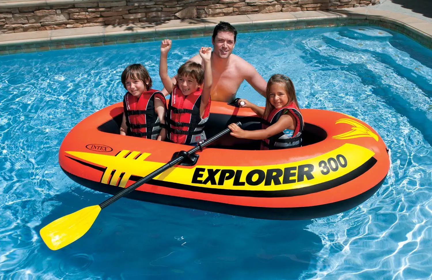 Intex Explorer 300 Compact Inflatable Three Person Raft Boat>58332EP