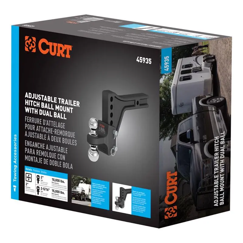 Curt 45935 Adjustable Trailer Hitch Dual-Ball Mount