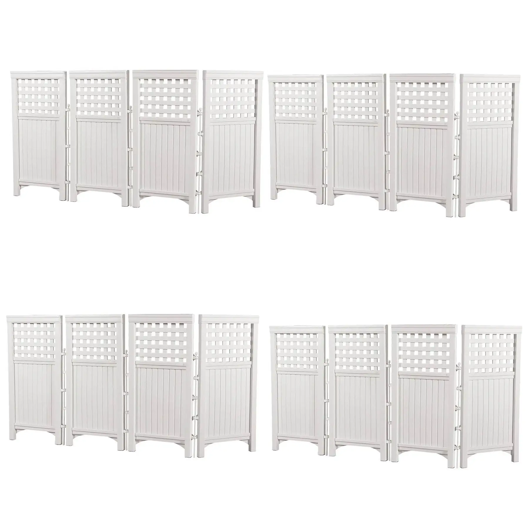 Suncast Outdoor Garden Yard 4 Panel Screen Enclosure Gated Fence, White (4 Pack)