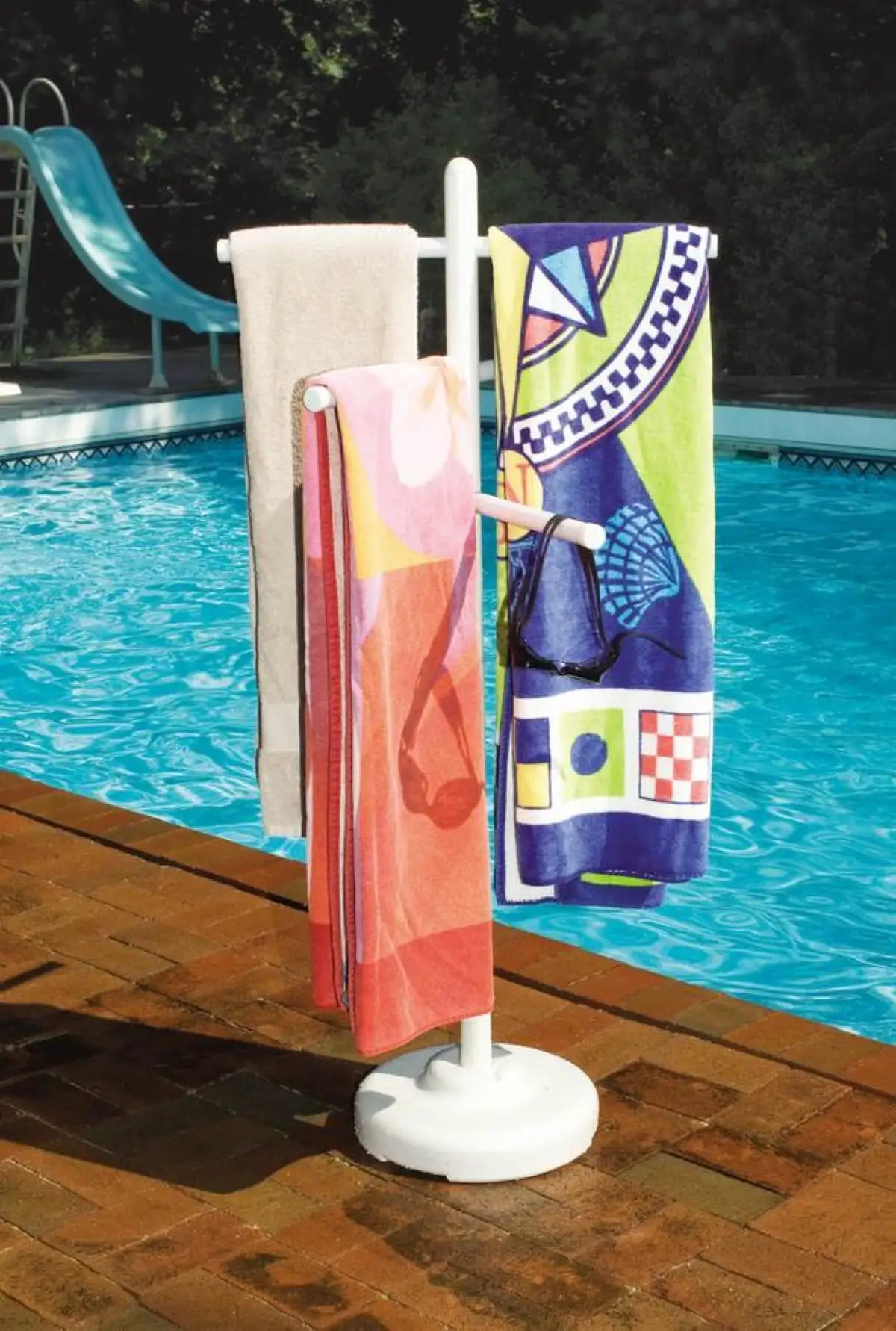 Hydrotools 89032 Indoor Outdoor Swimming Pool Spa Weighted Poolside Towel Rack