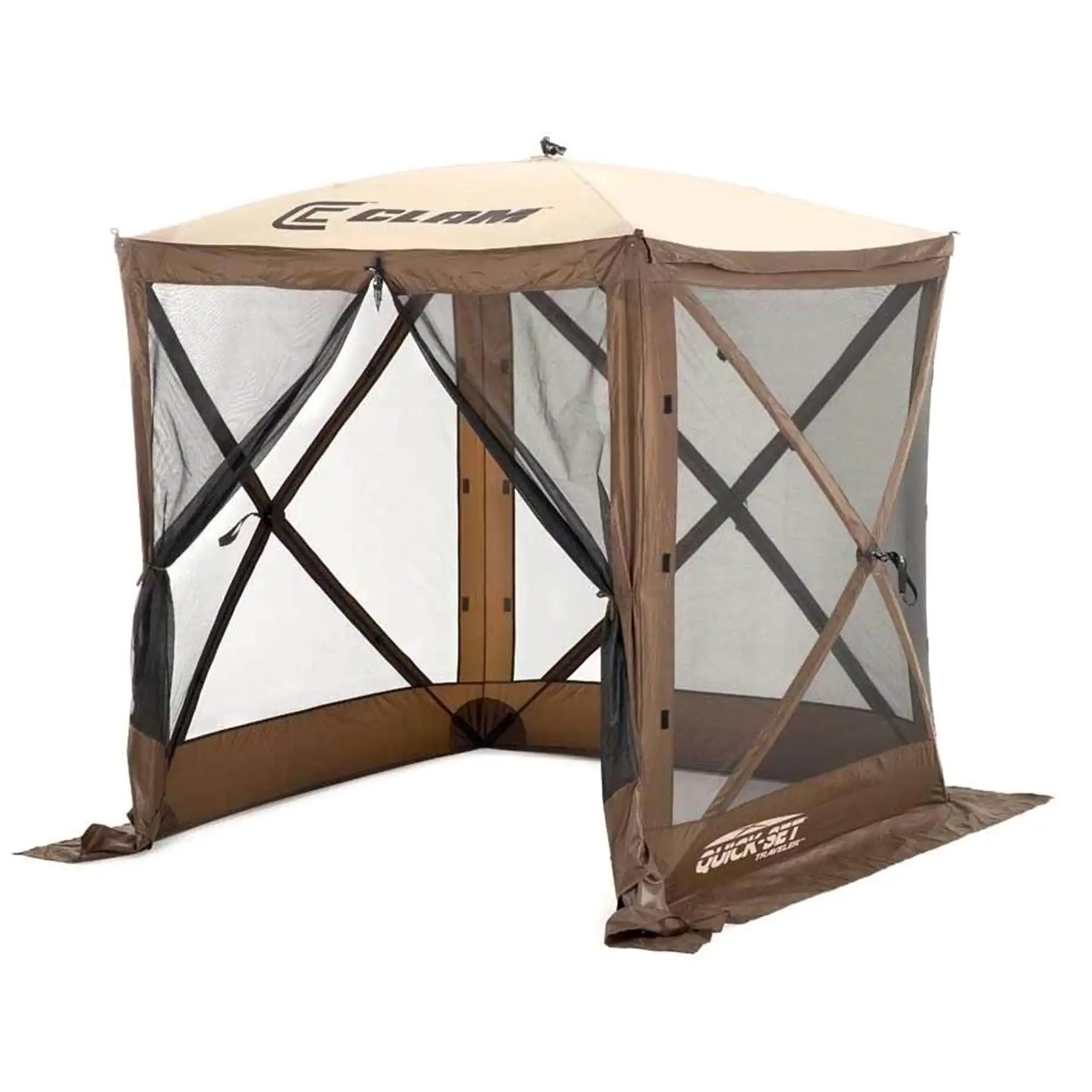 CLAM Quick-Set Traveler 6 x 6 Ft Portable Outdoor 4 Sided Canopy Shelter, Brown