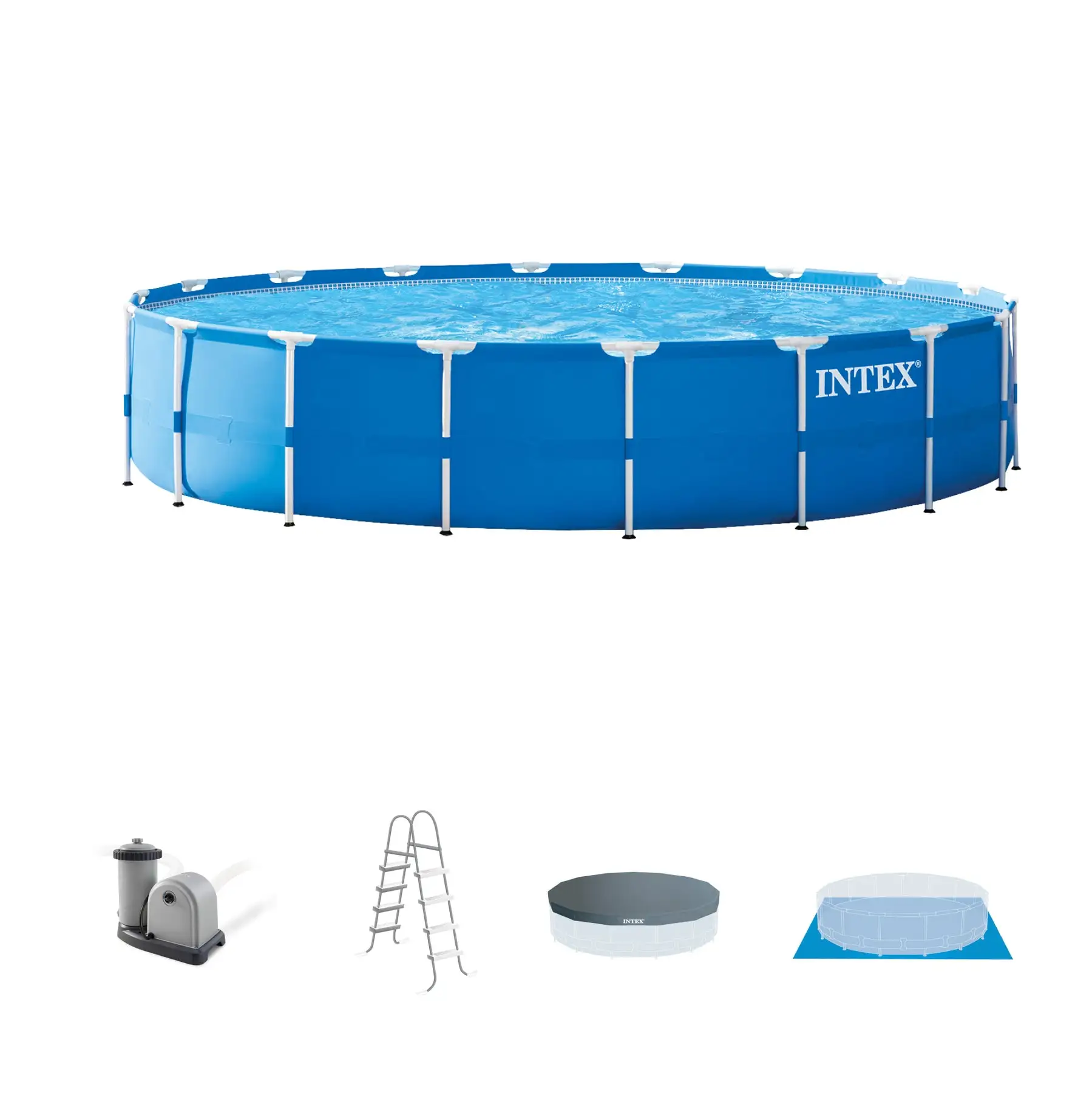 Intex 28253EH 18ft x 48in Metal Frame Above Ground Pool Set with Pump & Cover