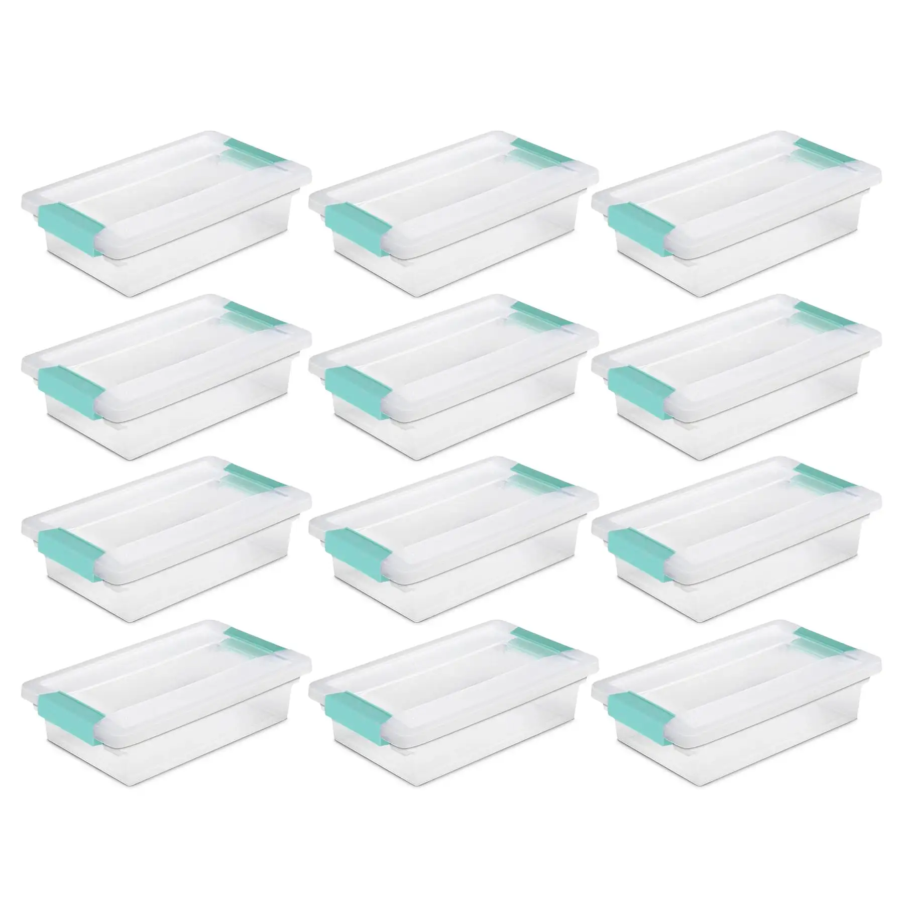 Sterilite Small Clip Box Clear Storage Tote Container with Latching Lid, 12 Pack