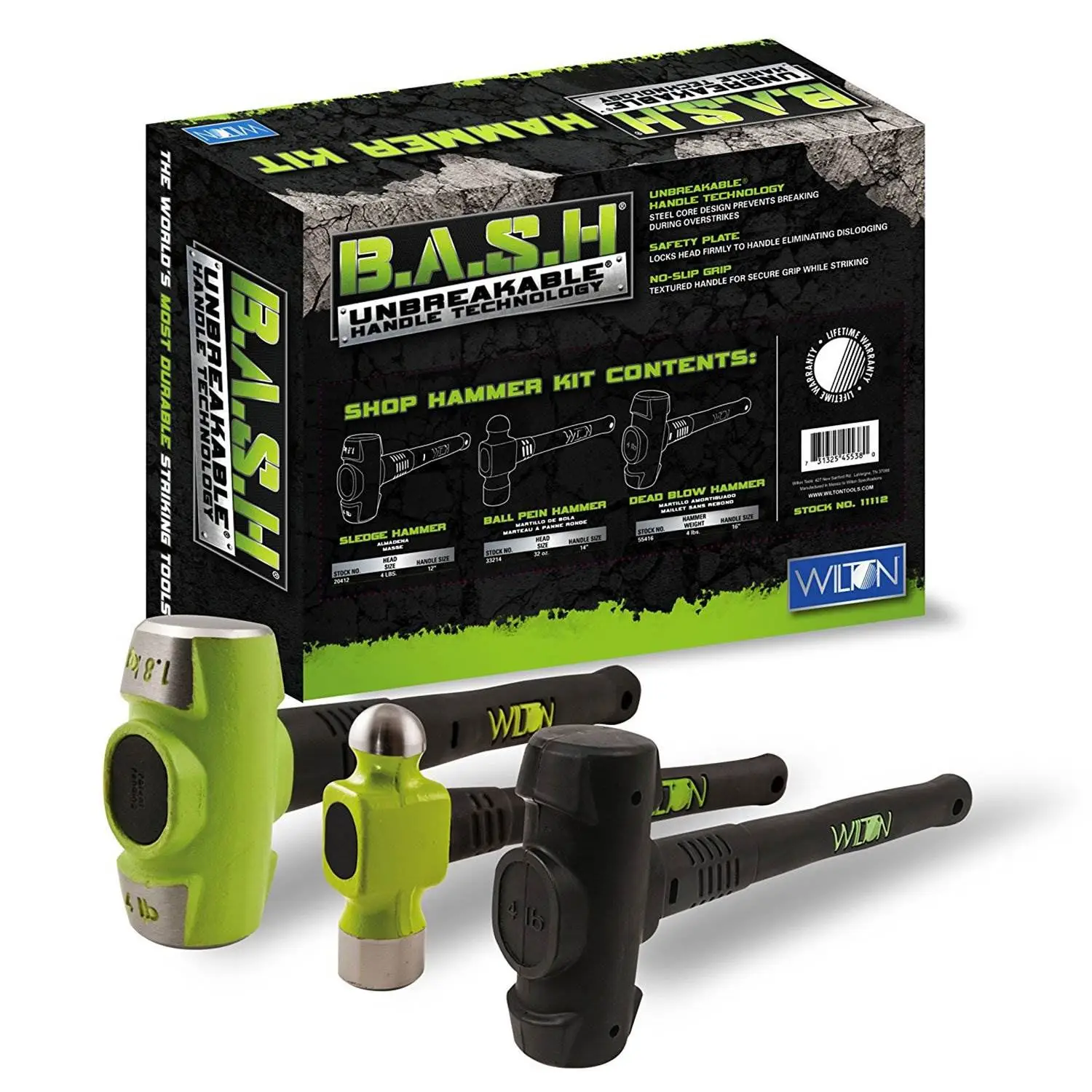 Wilton 11112 BASH 3 Piece 46 HRS Steel Unbreakable Hi-Vis Handle Hammer Set Kit