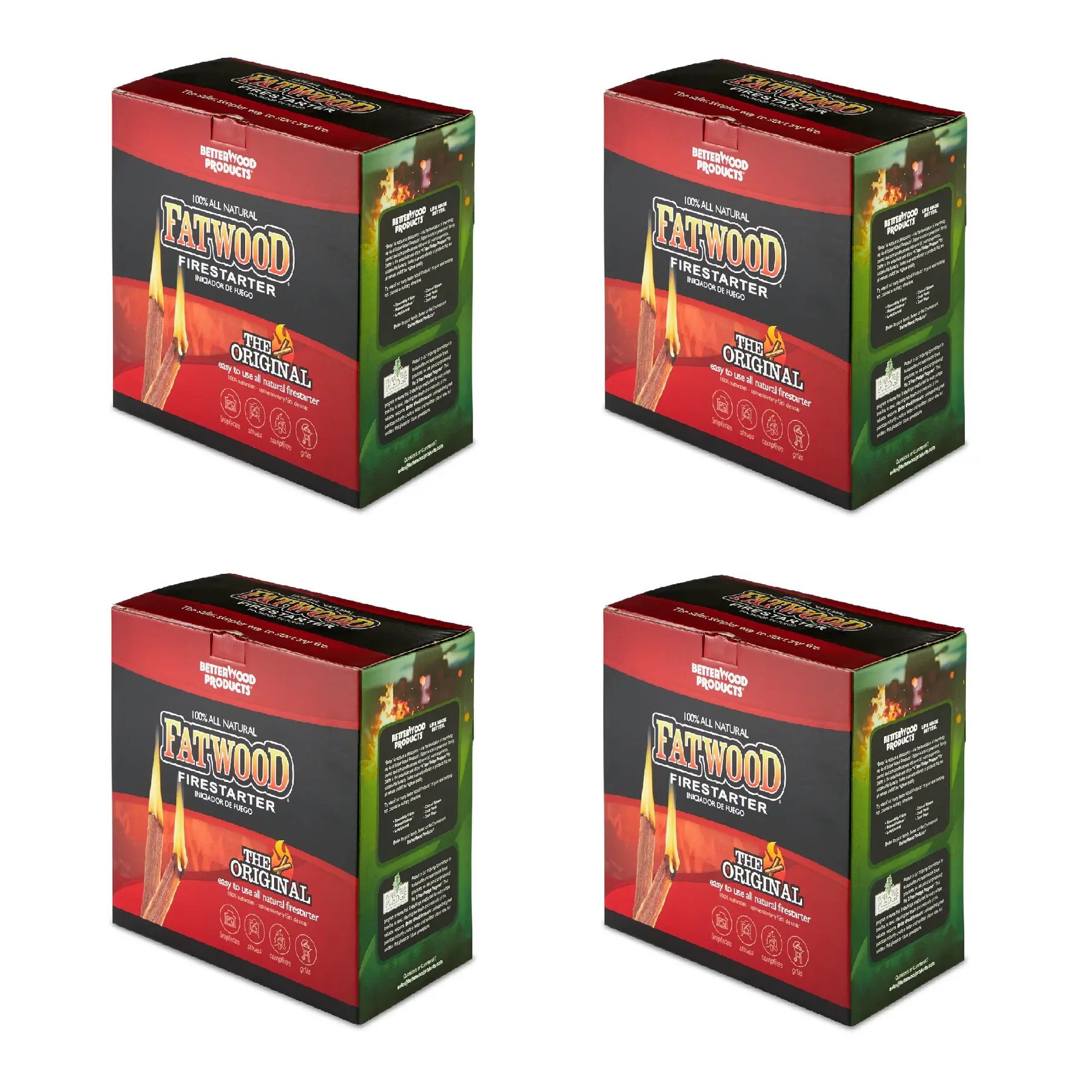 Betterwood 10lb Firestarter (2 Pack) w/ Betterwood Pine 5lb Firestarter (2 Pack)