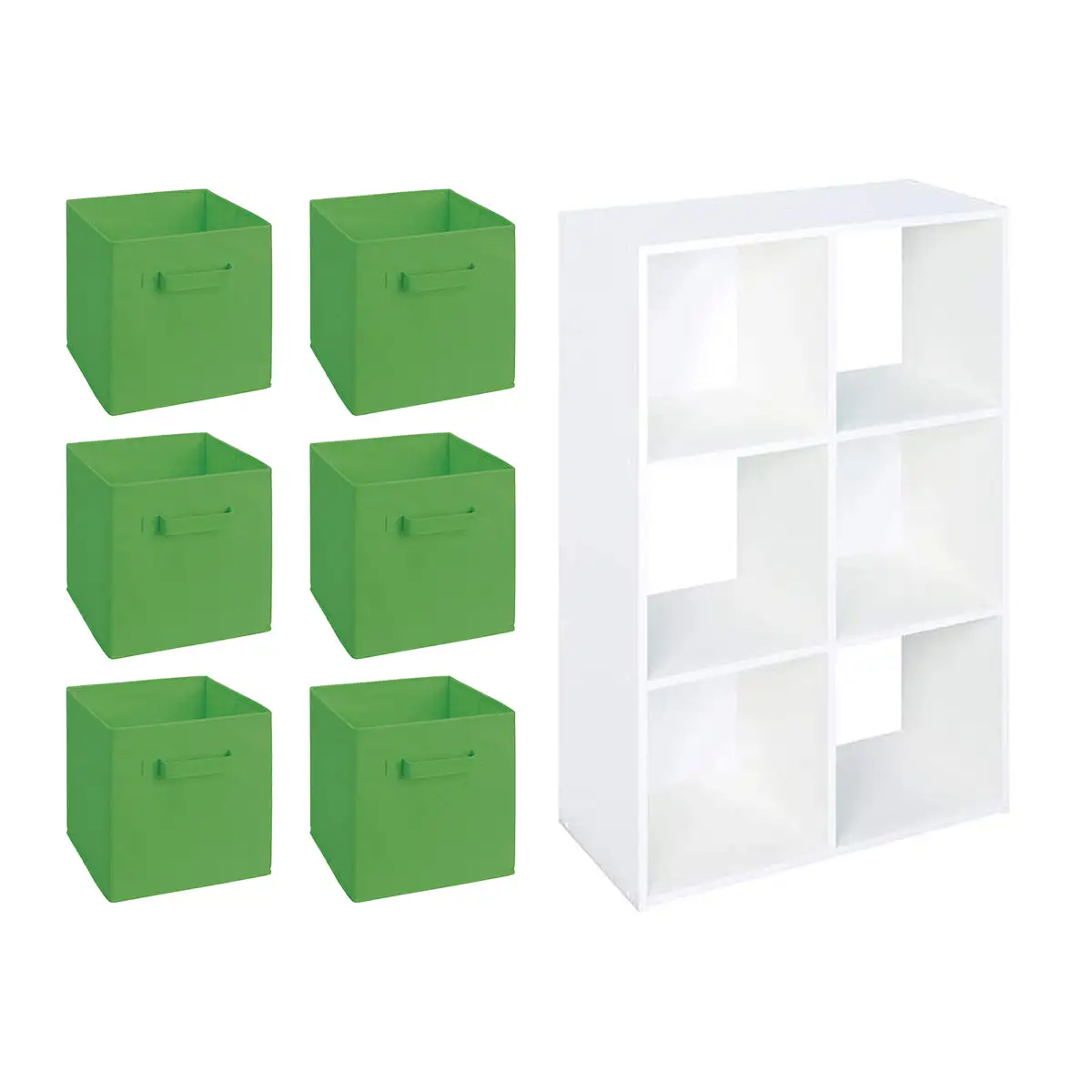 Closetmaid White Home 6 Cube Cubical Storage Organizer with Fabric Bins (6 Pack)