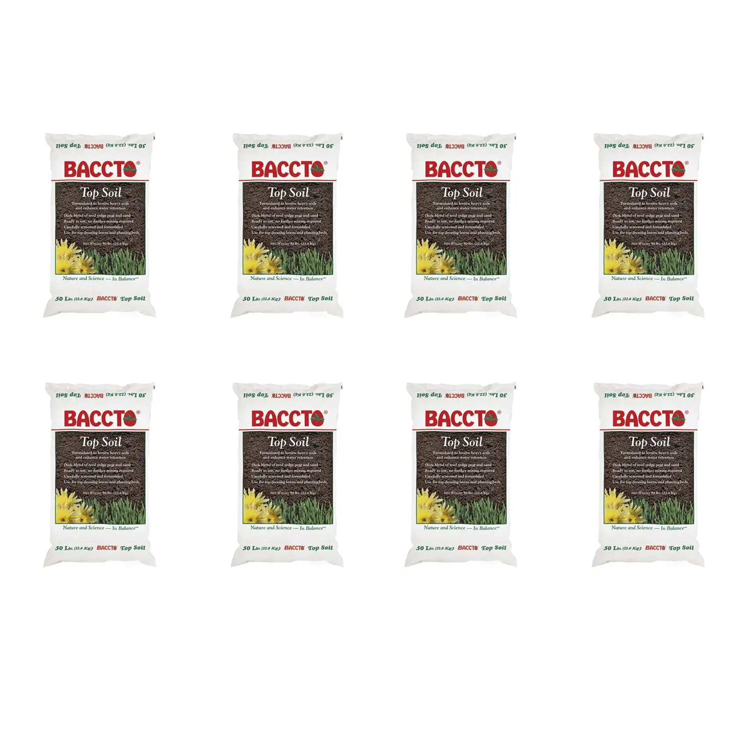 Michigan Peat Baccto Topsoil with Reed Sedge, Peat and Sand, 50lbs (8 Pack)