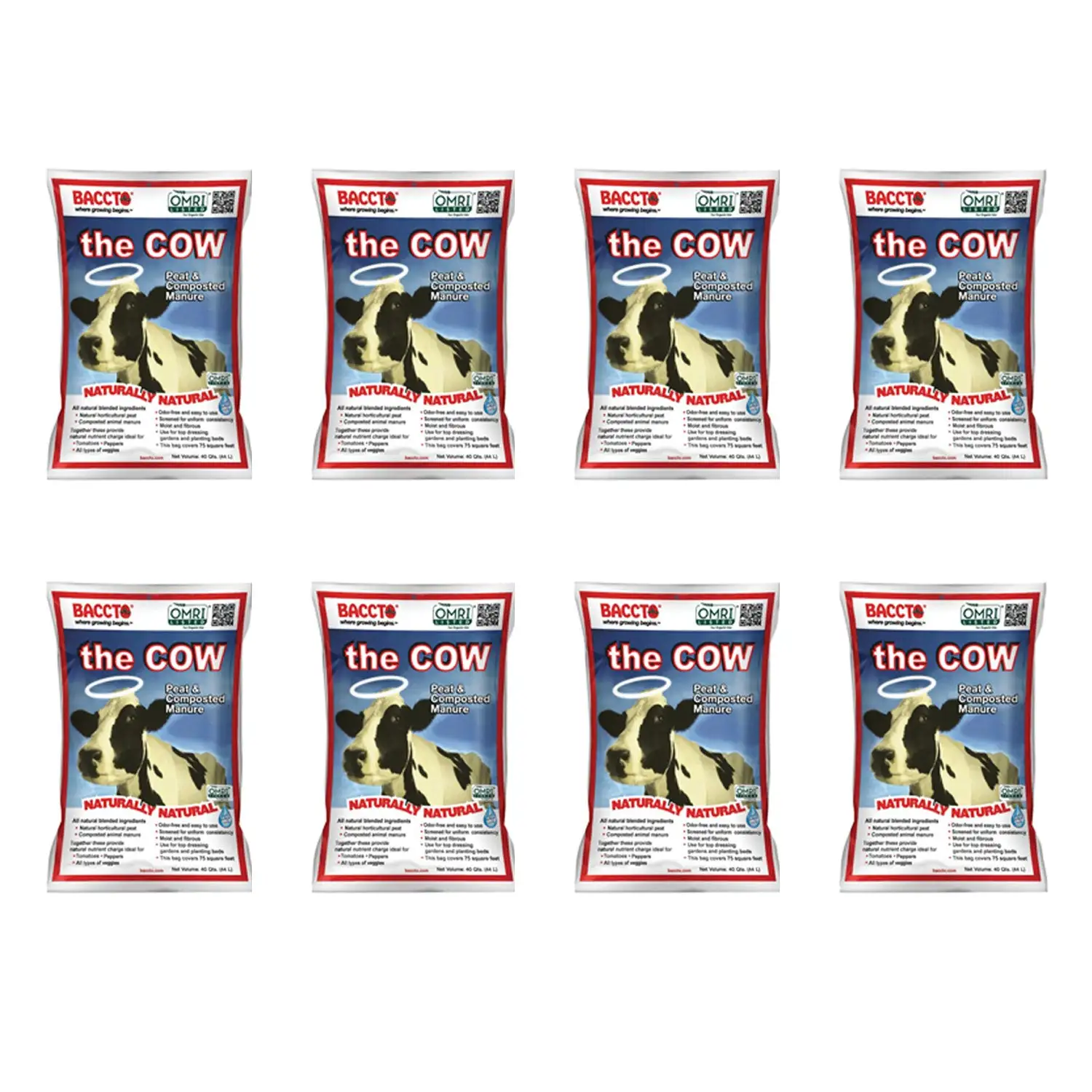 Baccto Wholly Cow Horticulture Peat & Composted Manure, 40 Quarts (8 Pack)