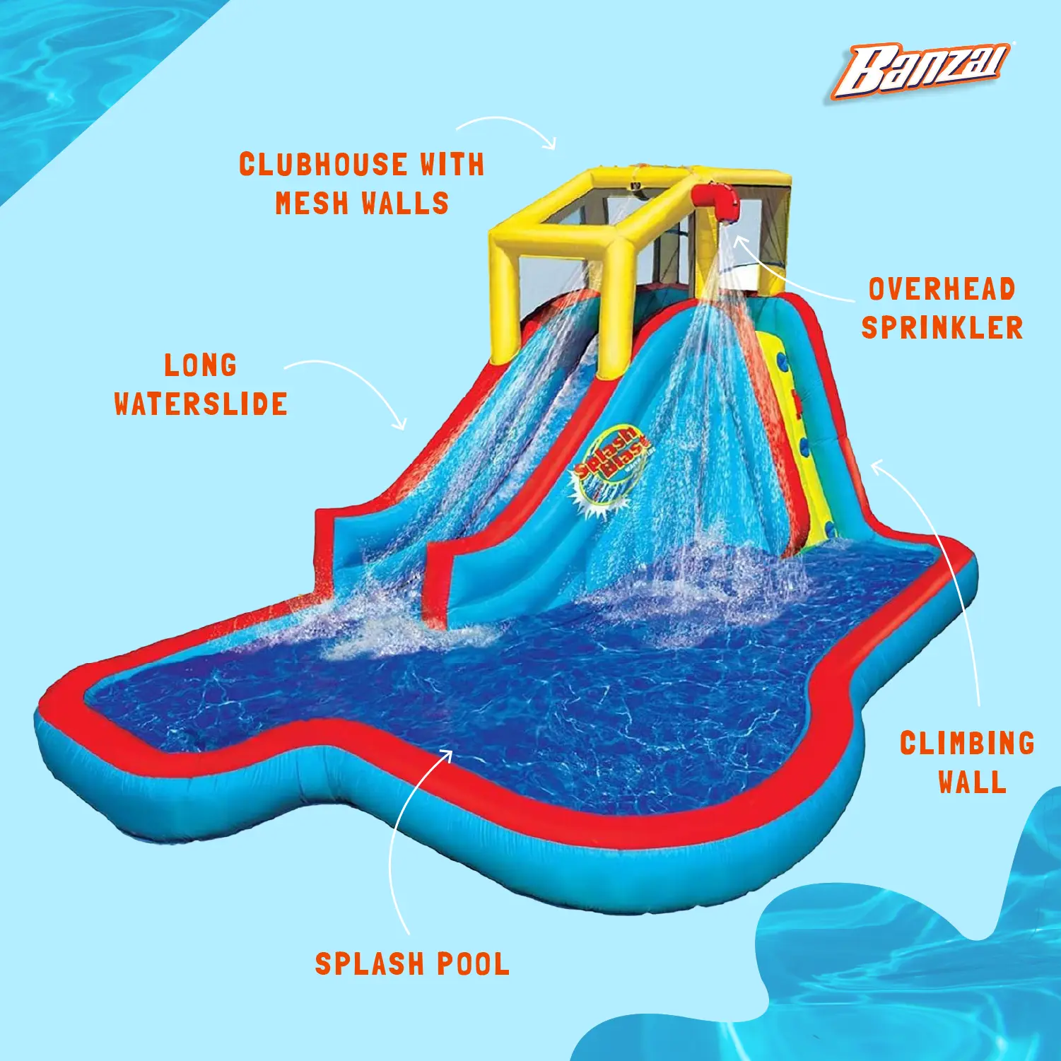 Banzai Slide N' Soak Inflatable Outdoor Kids Splash Pool Water Park Play Center - Image 3