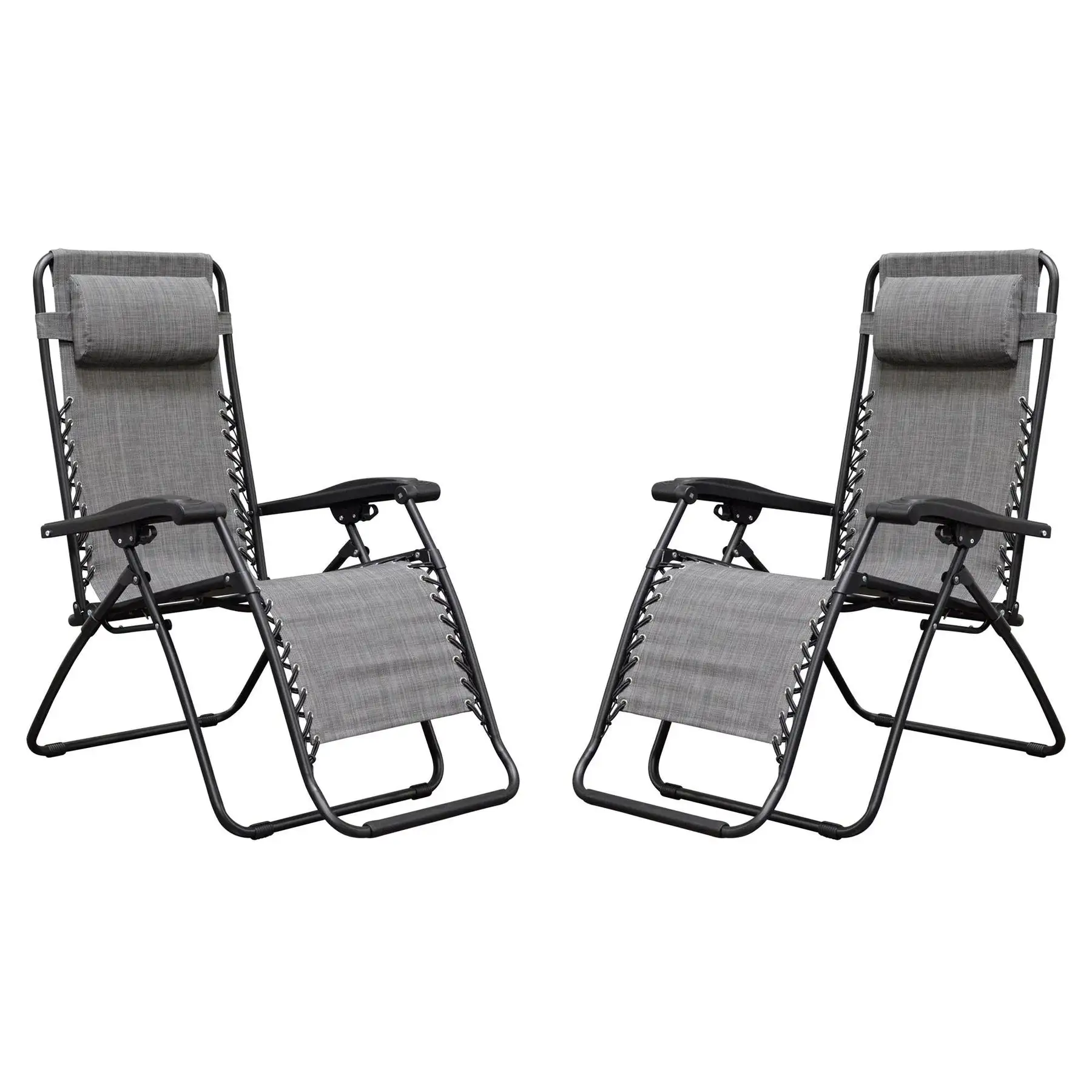 Caravan Canopy Infinity Zero Gravity Steel Frame Patio Deck Chair, Grey (Pair)