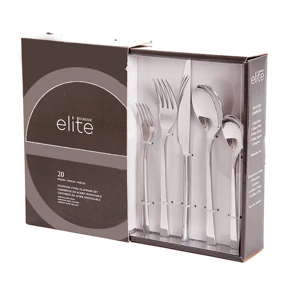 Gibson Elite Sparland Forged Stainless Steel Flatware Silverware Set, 20 Piece