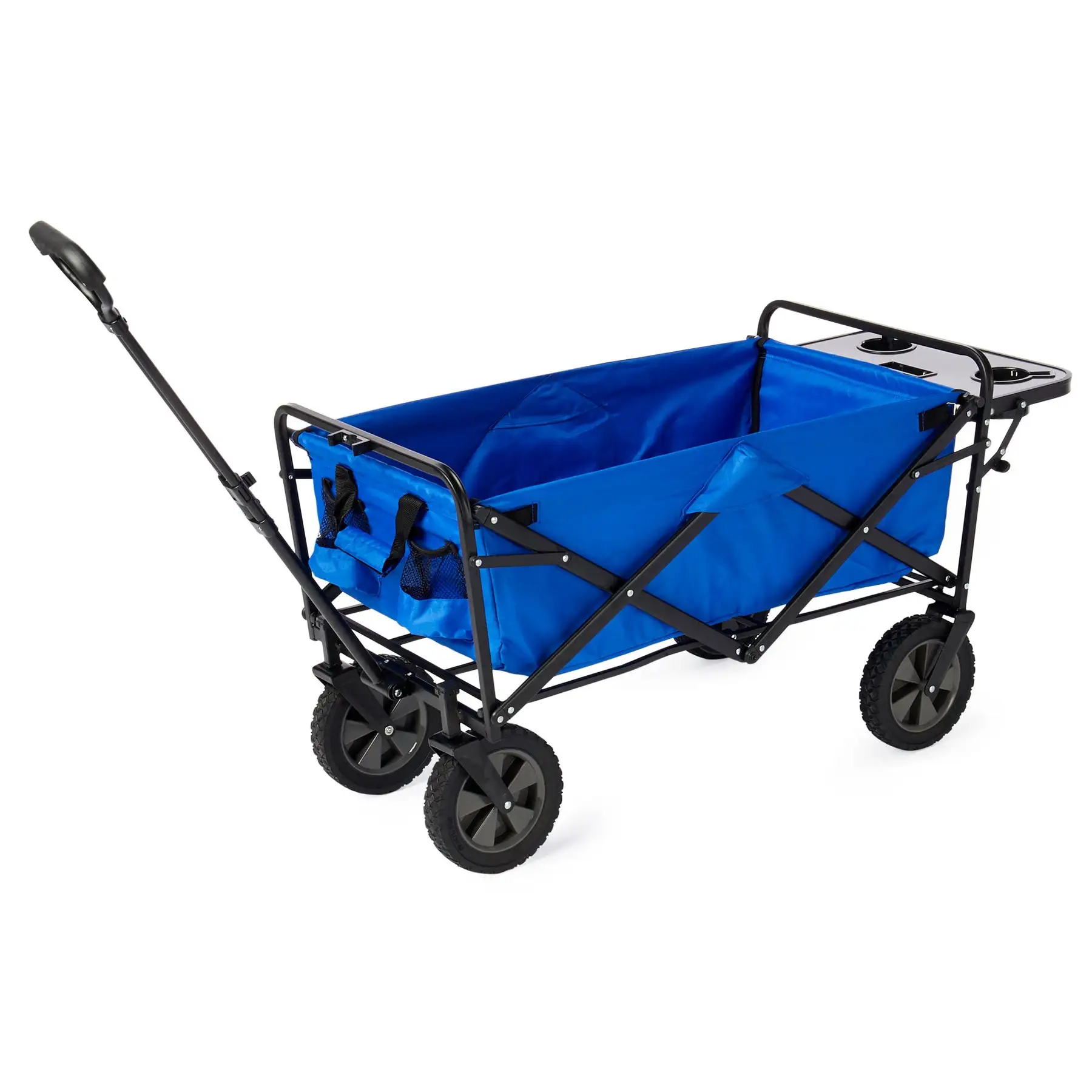 Mac Sports Collapsible Folding Outdoor Garden Utility Wagon Cart w/ Table, Blue