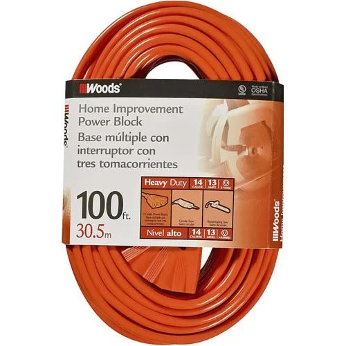 Coleman Cable 0827 SJTW 3-Outlet Power Block Extension Cord