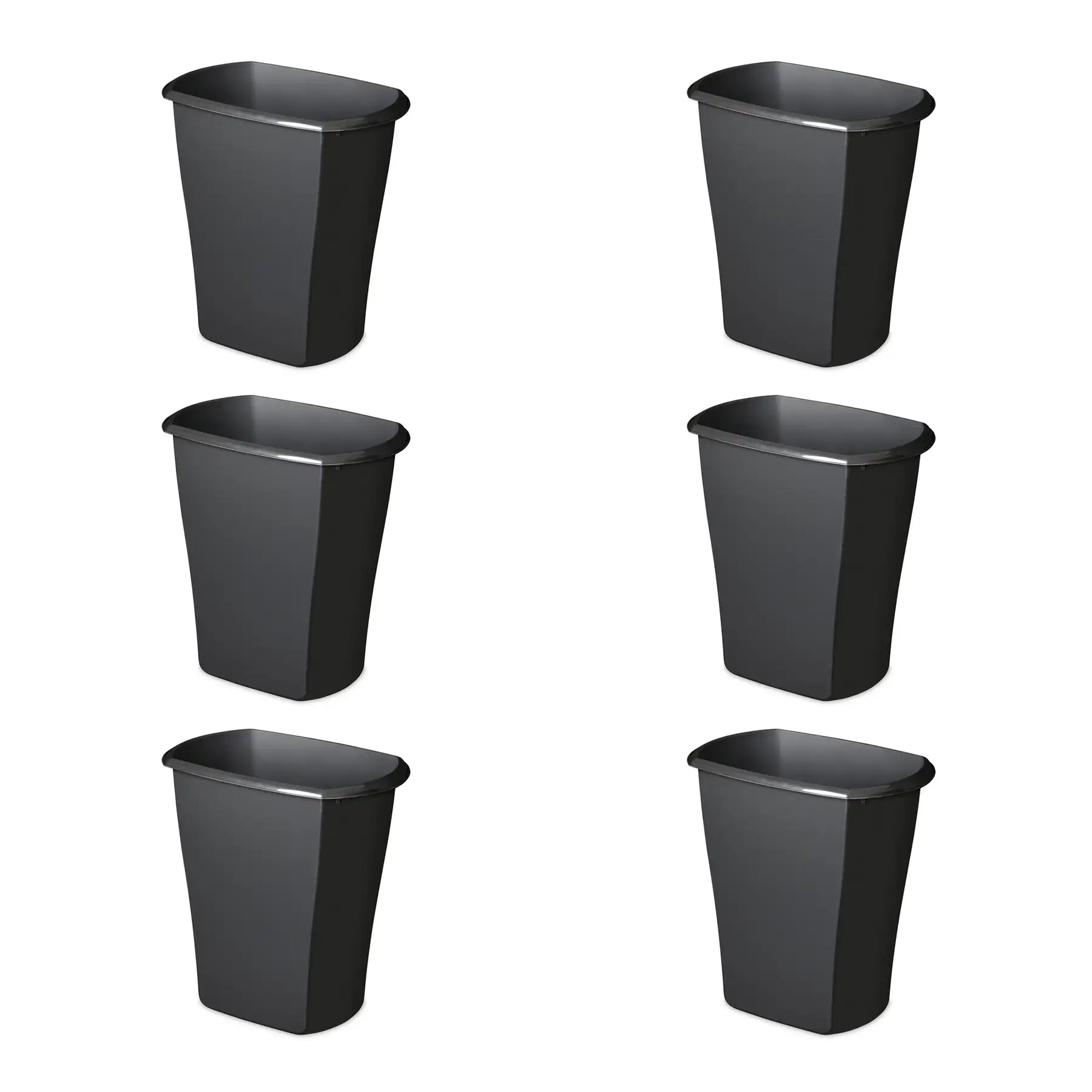 Sterilite 10529006 5.5 Gal Ultra Plastic Wastebasket Trash Can, Black (6 Pack)