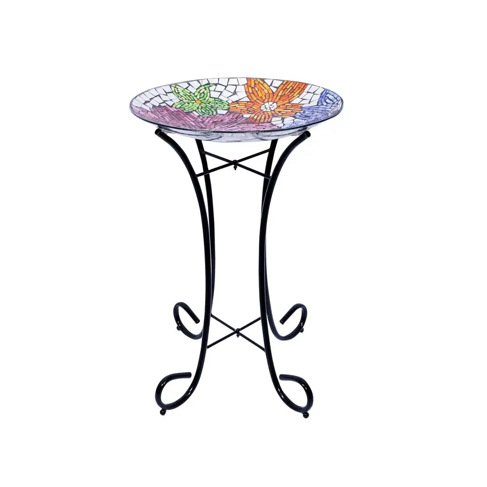 Alpine HMD106A Floral Bird Bath with Stand