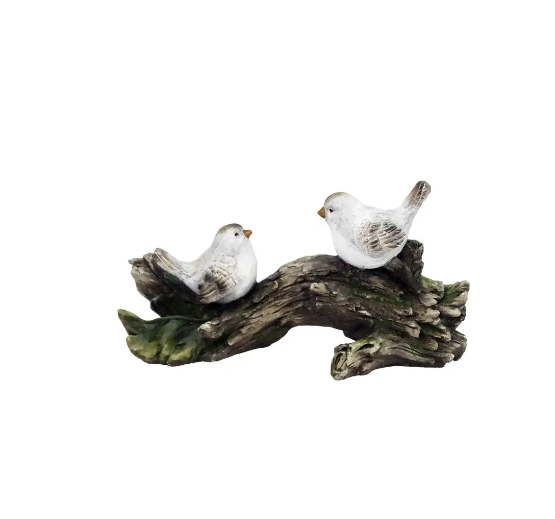 Alpine QWR1048 Birds on Wood Statue